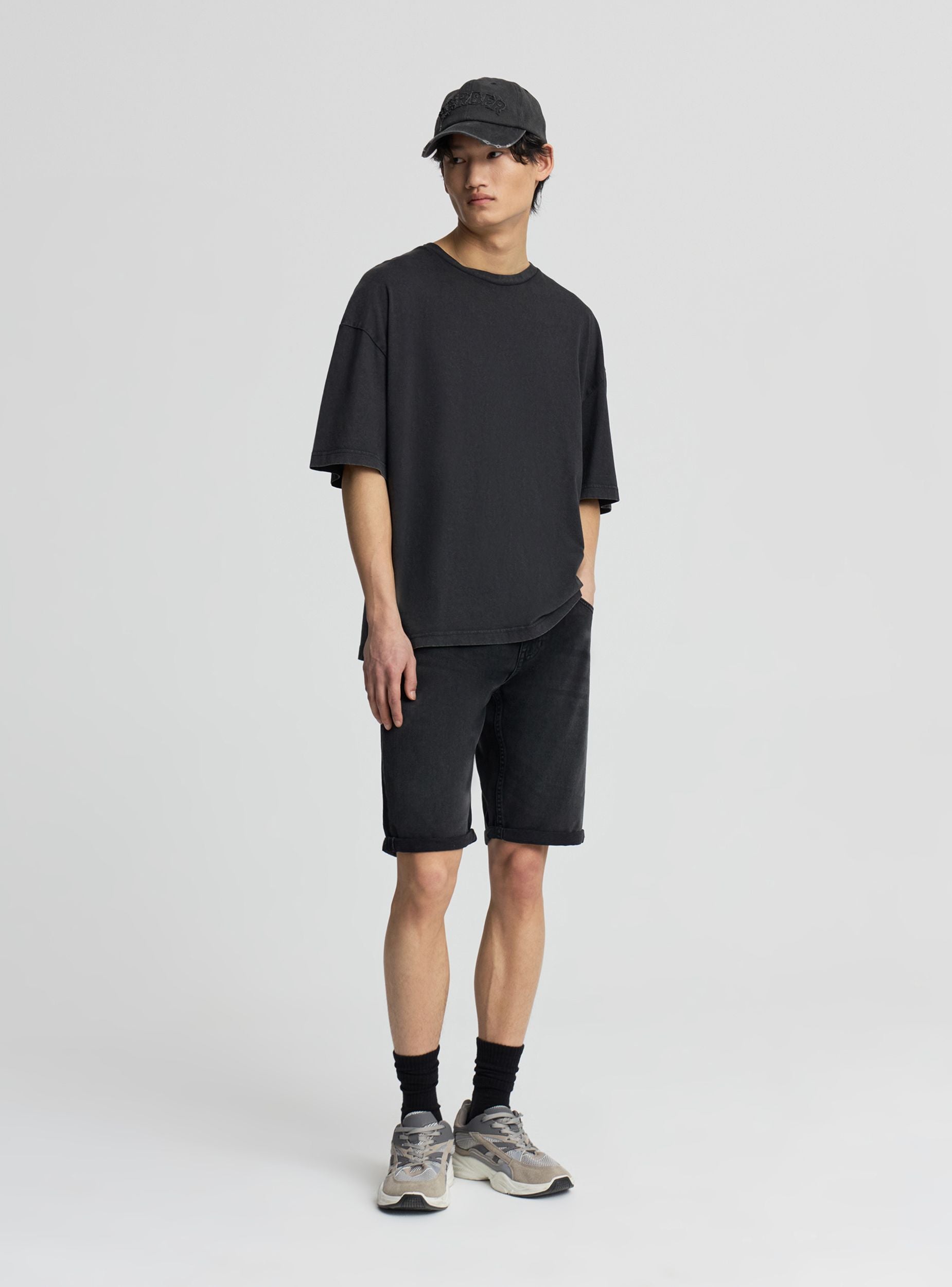 Pantaloncini in denim cinque tasche Nero denim