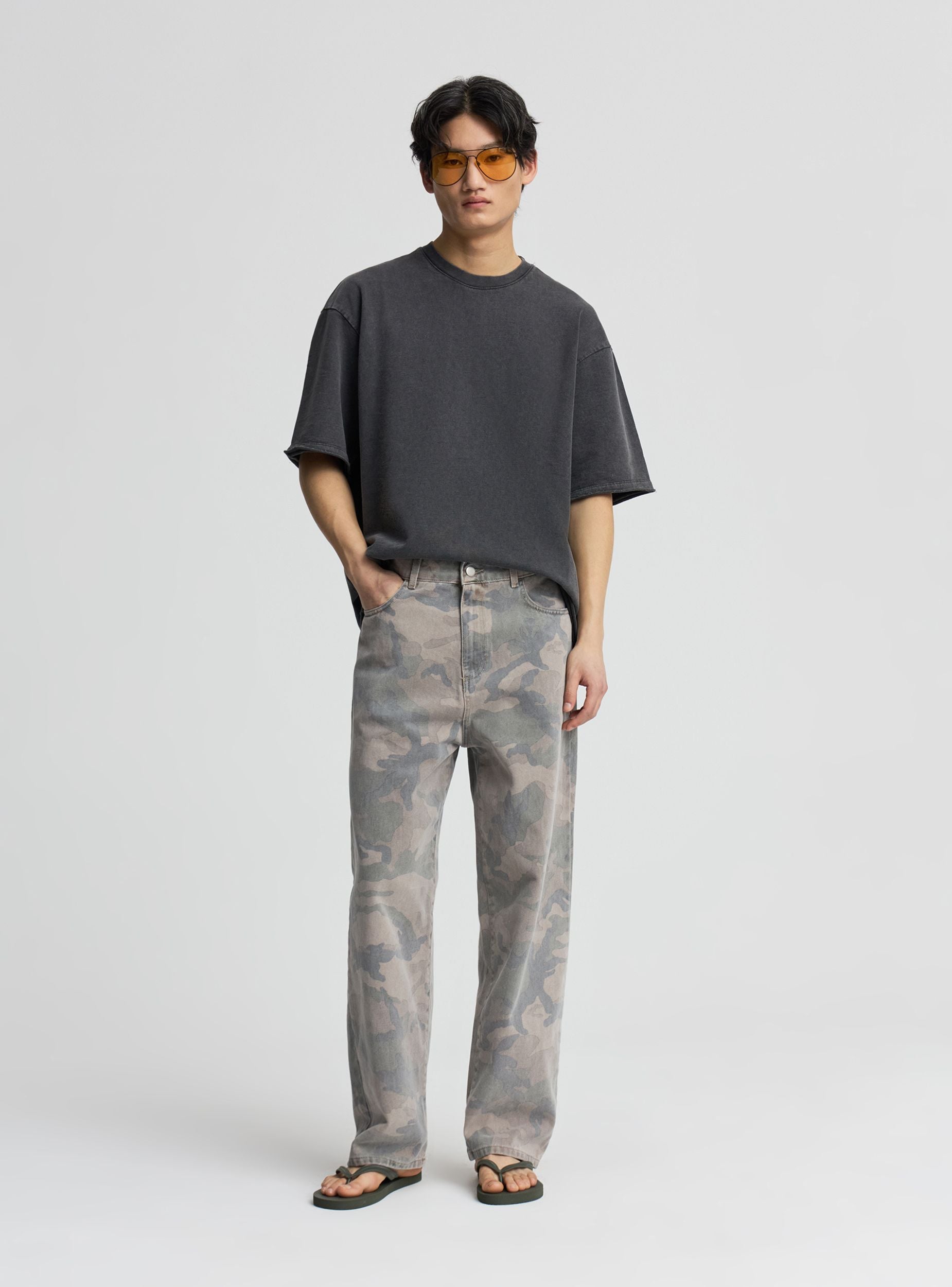 Pantaloni super baggy mimetico Var salvia