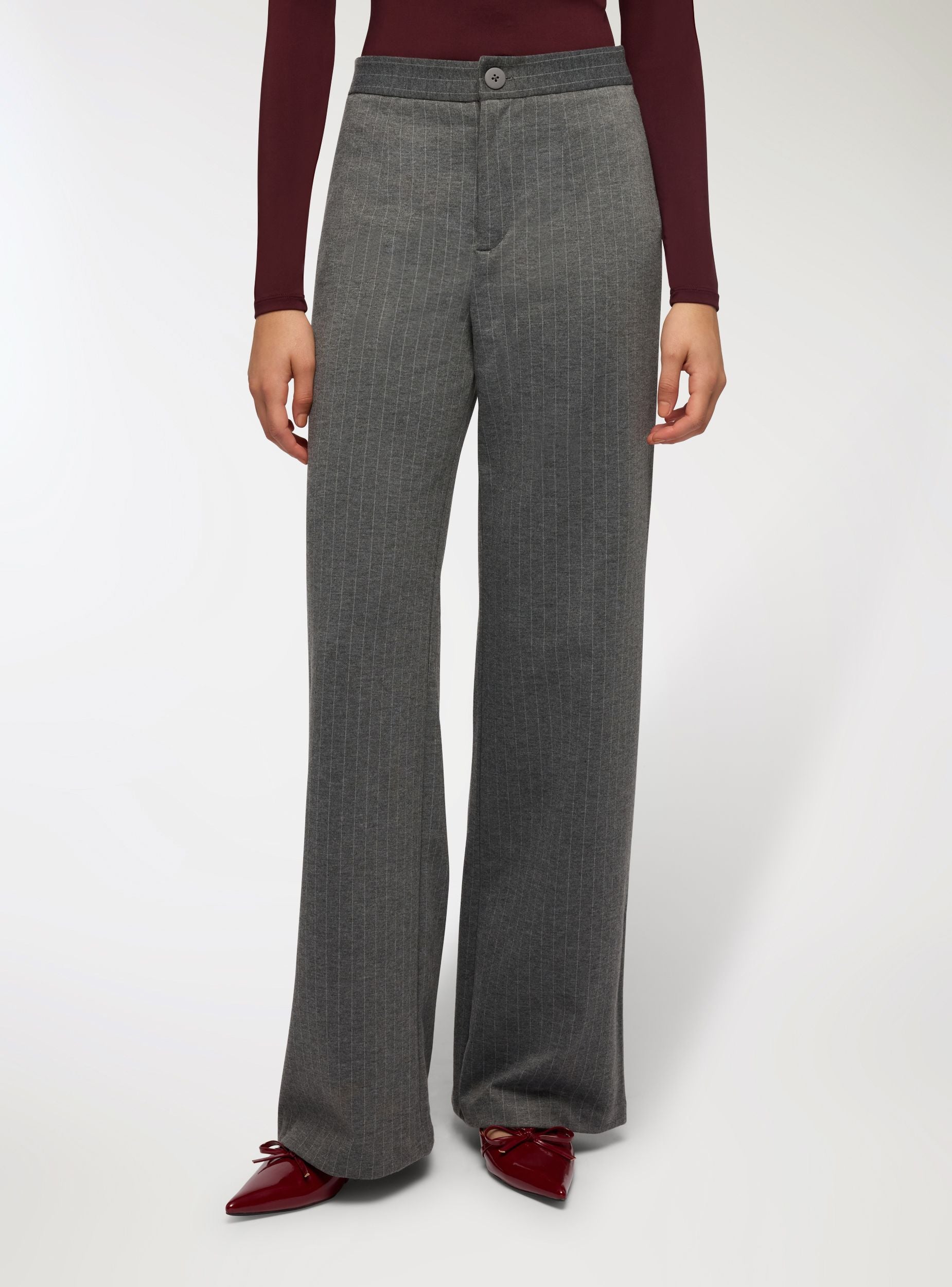Pantaloni wide leg gessati Var grigio scuro