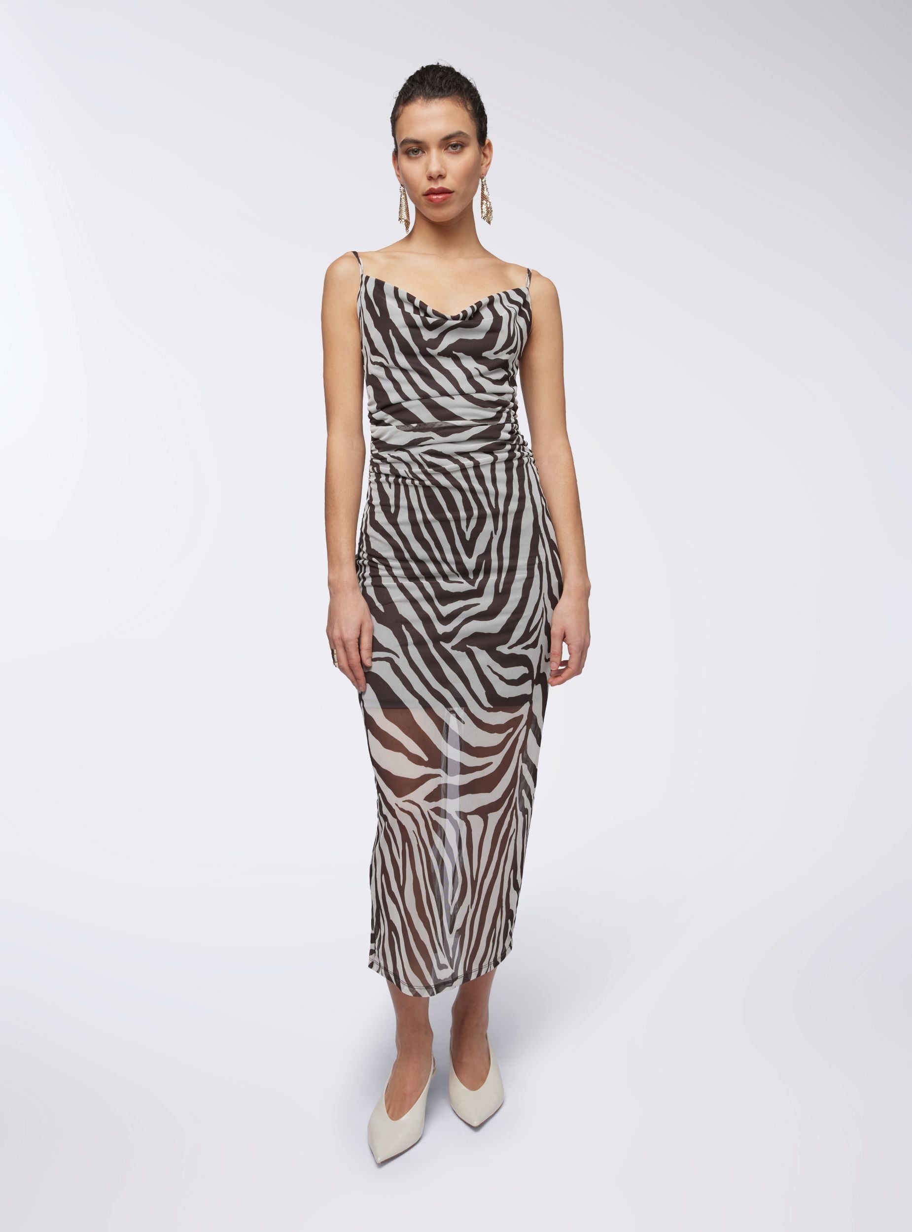 Vestito gronda lungo zebrato Var marrone scuro donna
