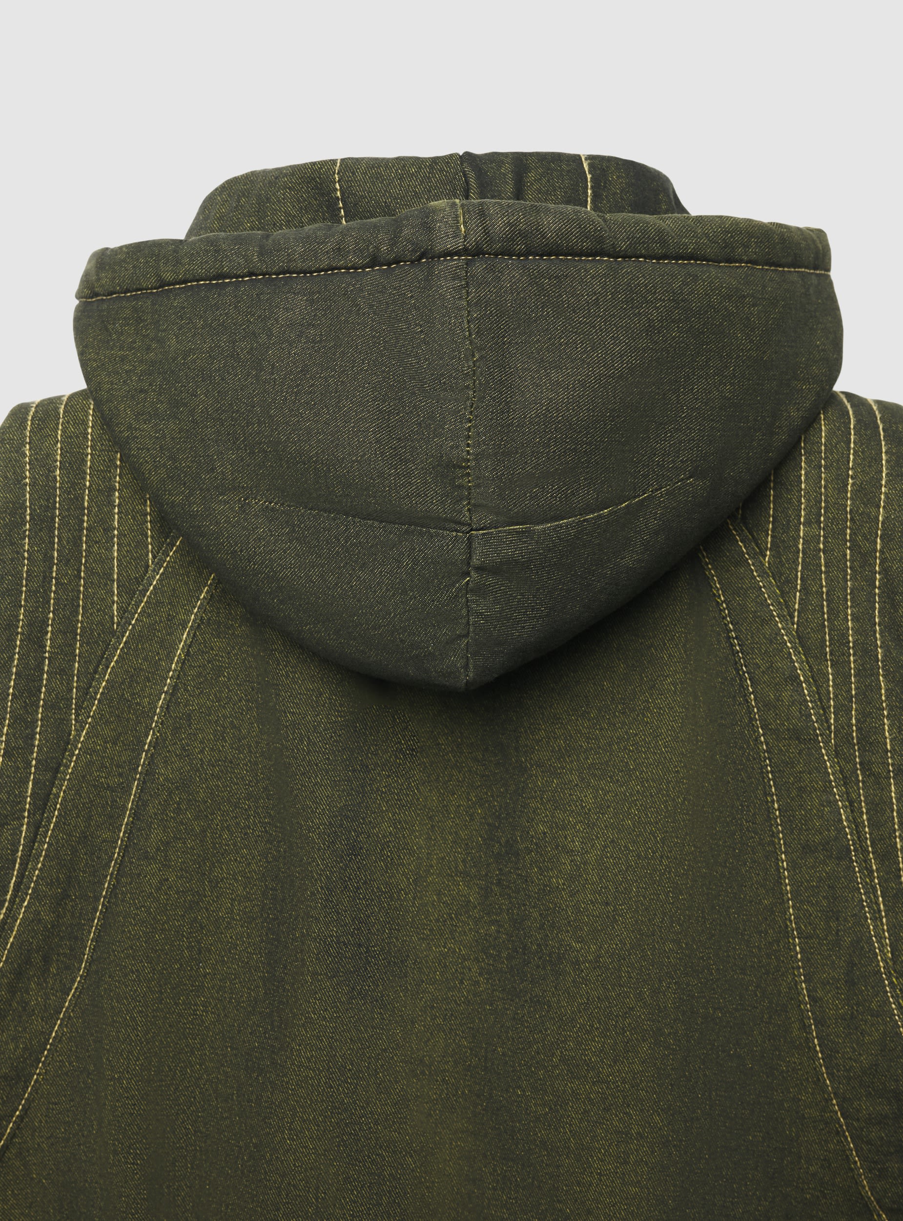 Smanicato imbottito in denim con cappuccio TRNPOPLAB Nero denim