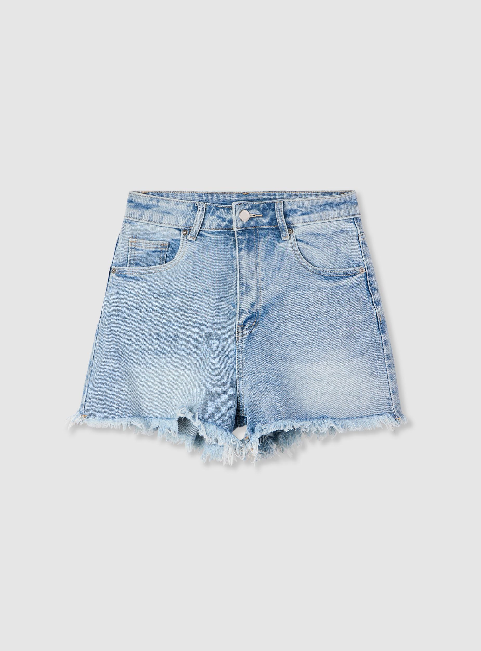 Shorts jeans con applicazioni a stella Var argento
