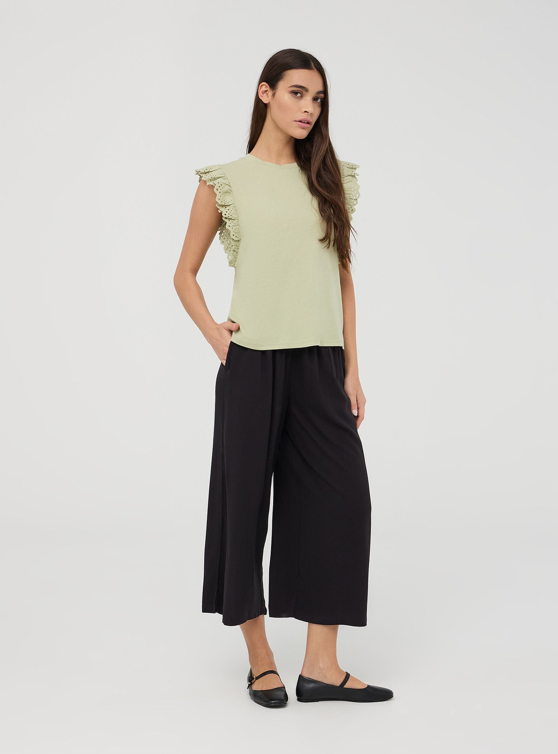 T-shirt con maniche ad aletta Salvia chiaro