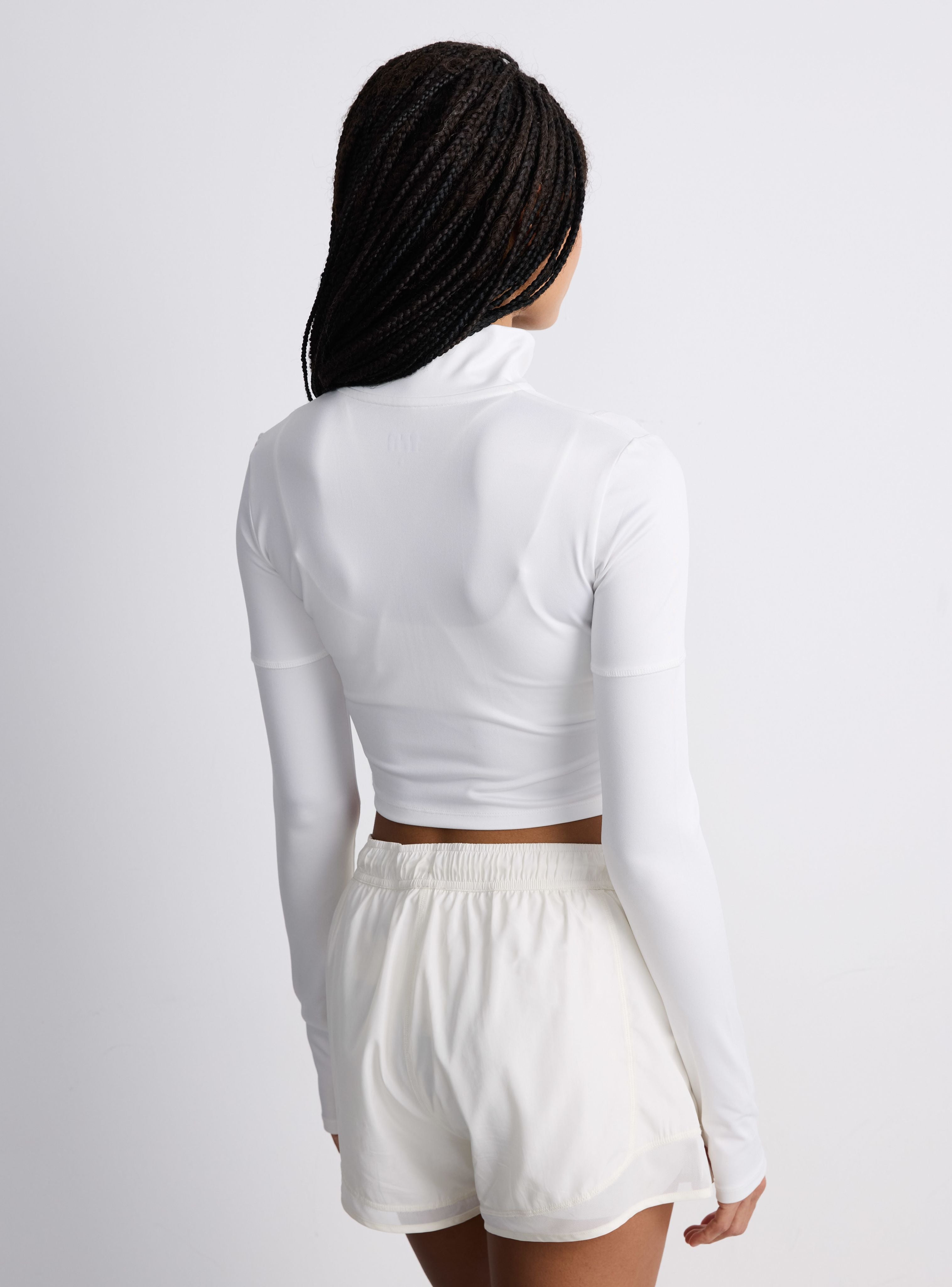 Felpa sportiva crop con zip Bianco ottico