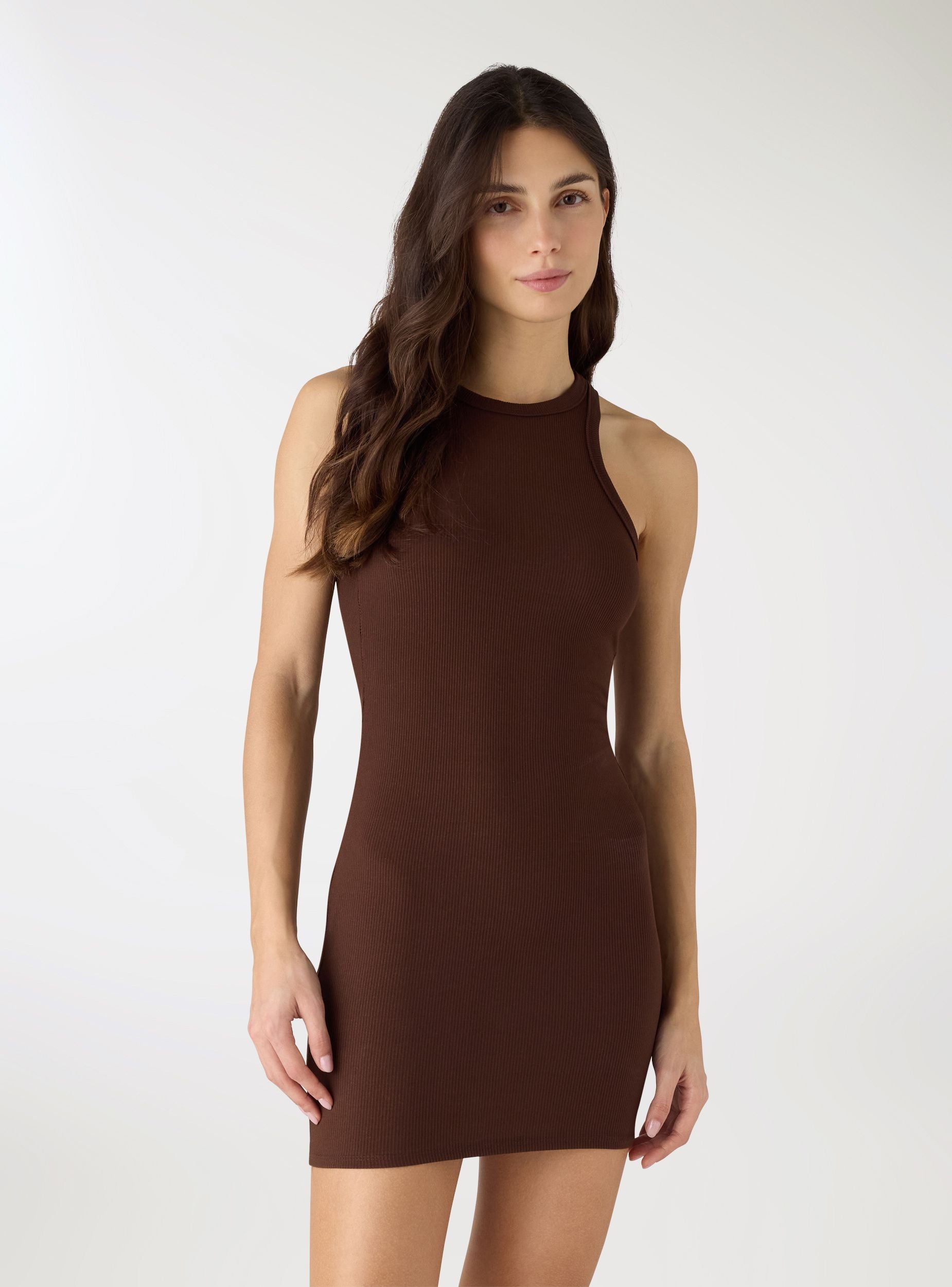 Ribbed tank dress with round neckline Ribbed tank dress with round neckline