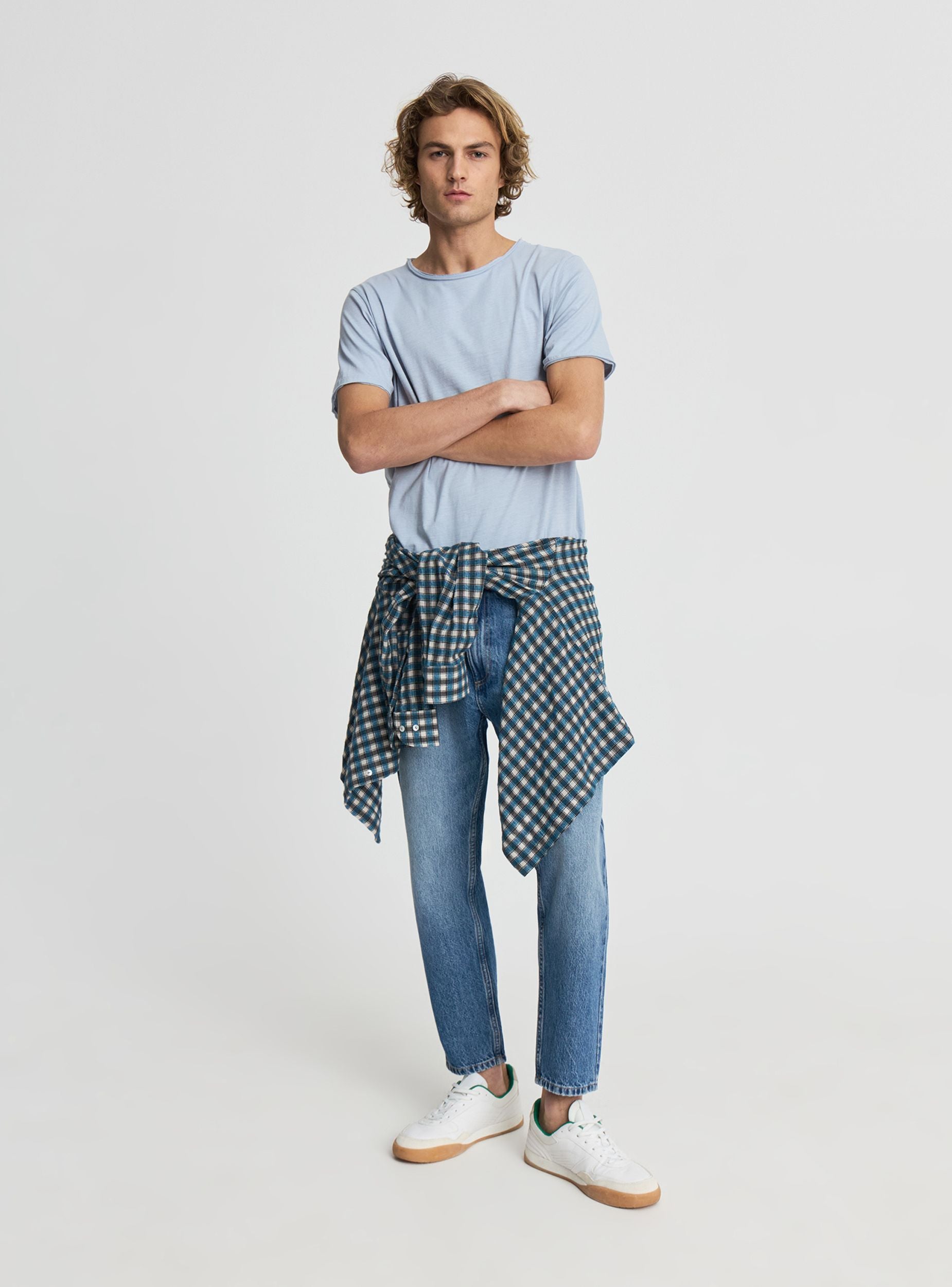 Jeans relaxed fit tinta unita Blu denim medio
