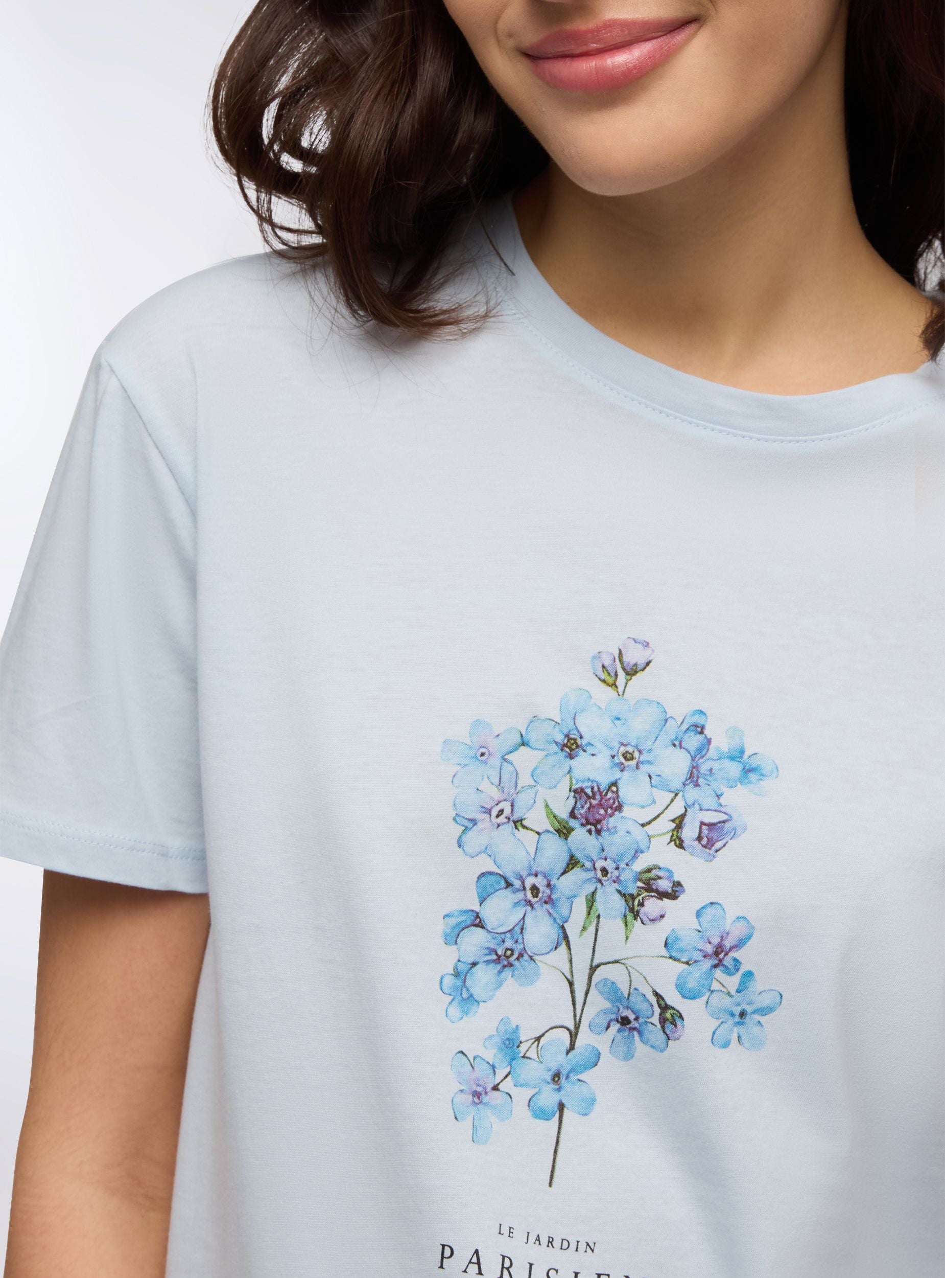 T-shirt ampia con stampa floreale Celeste chiaro