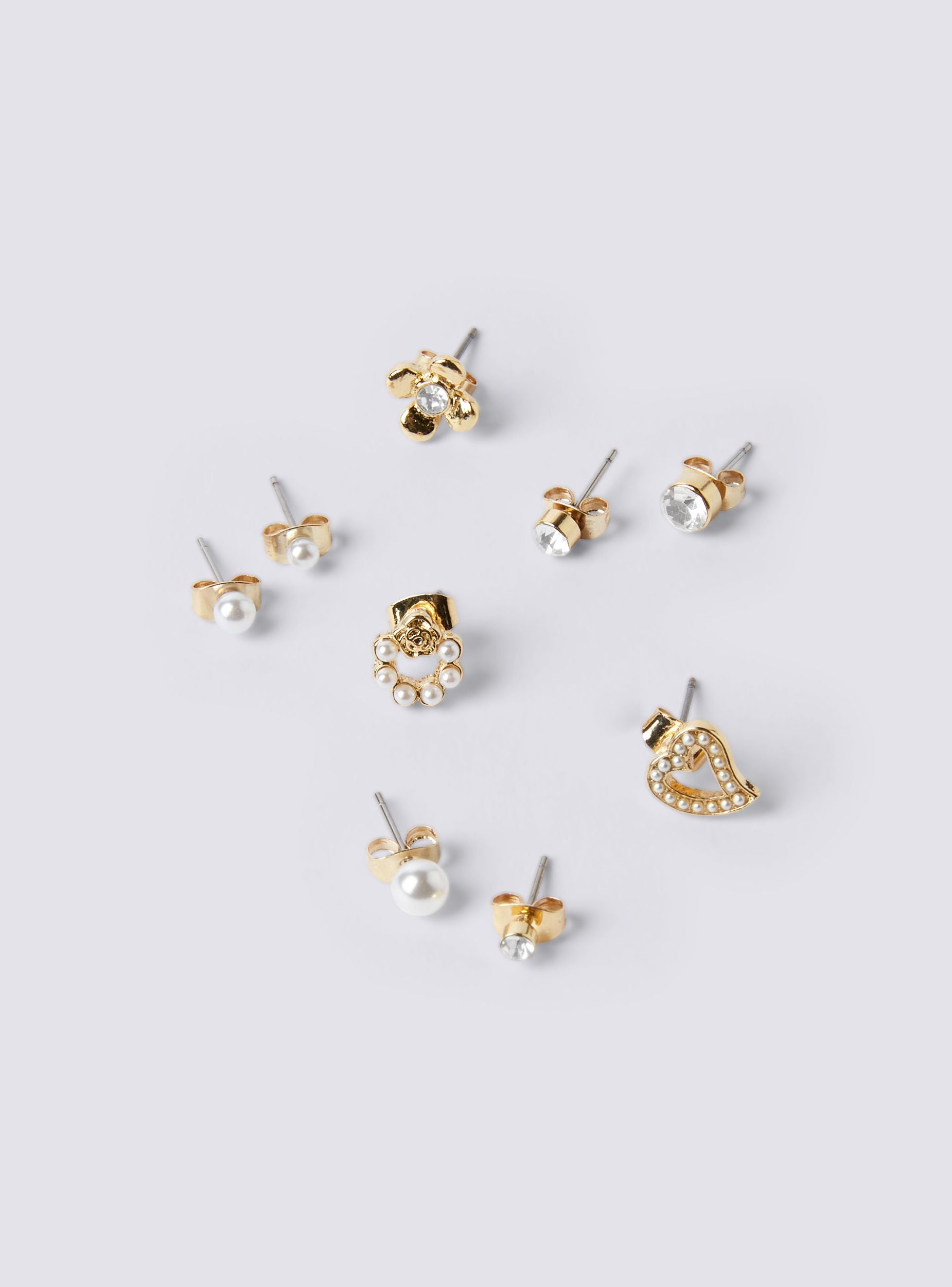 Pack 9 paia orecchini con perle e strass accessori