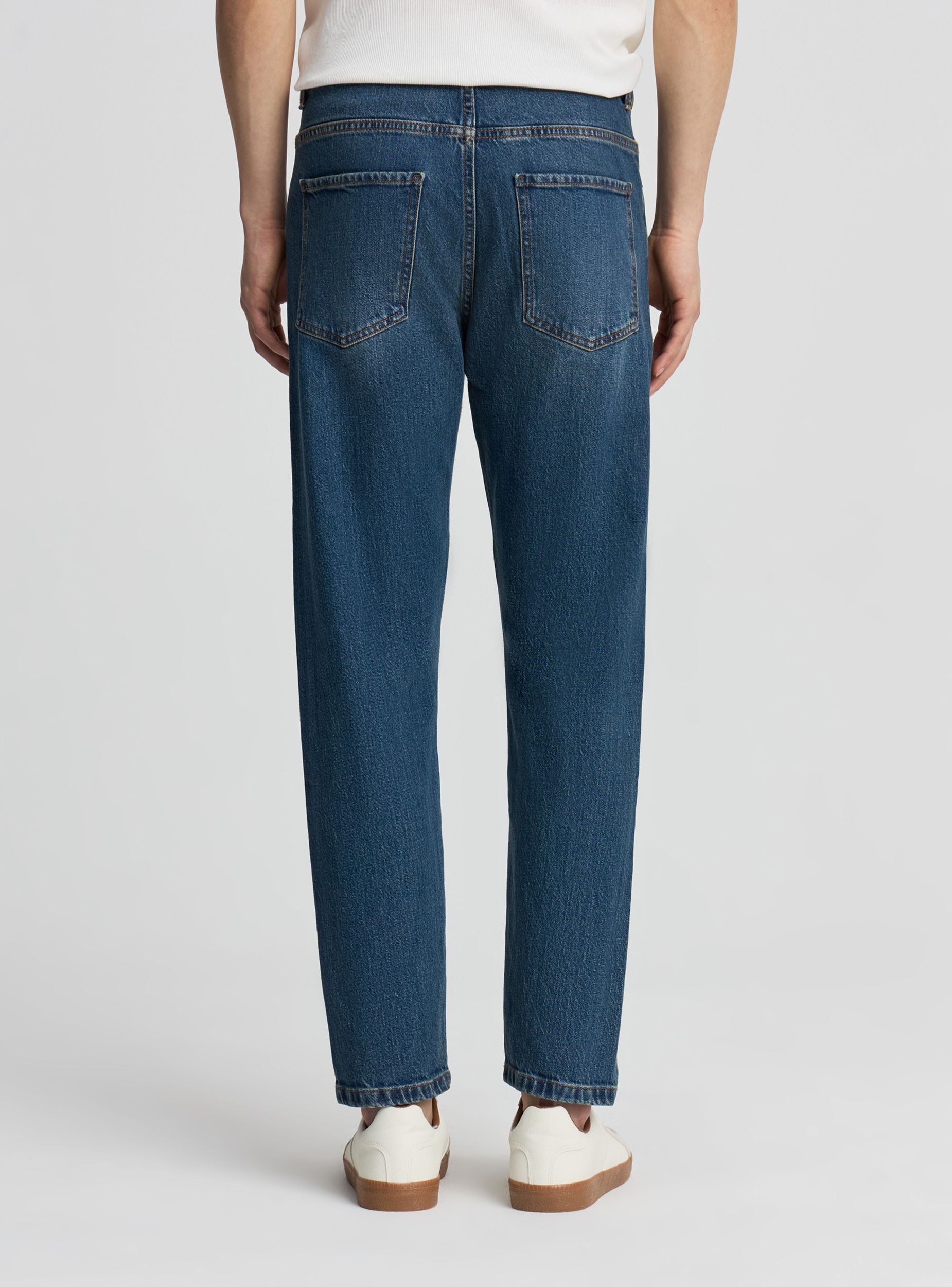 Jeans slim tapered a tinta unita Blu denim chiaro