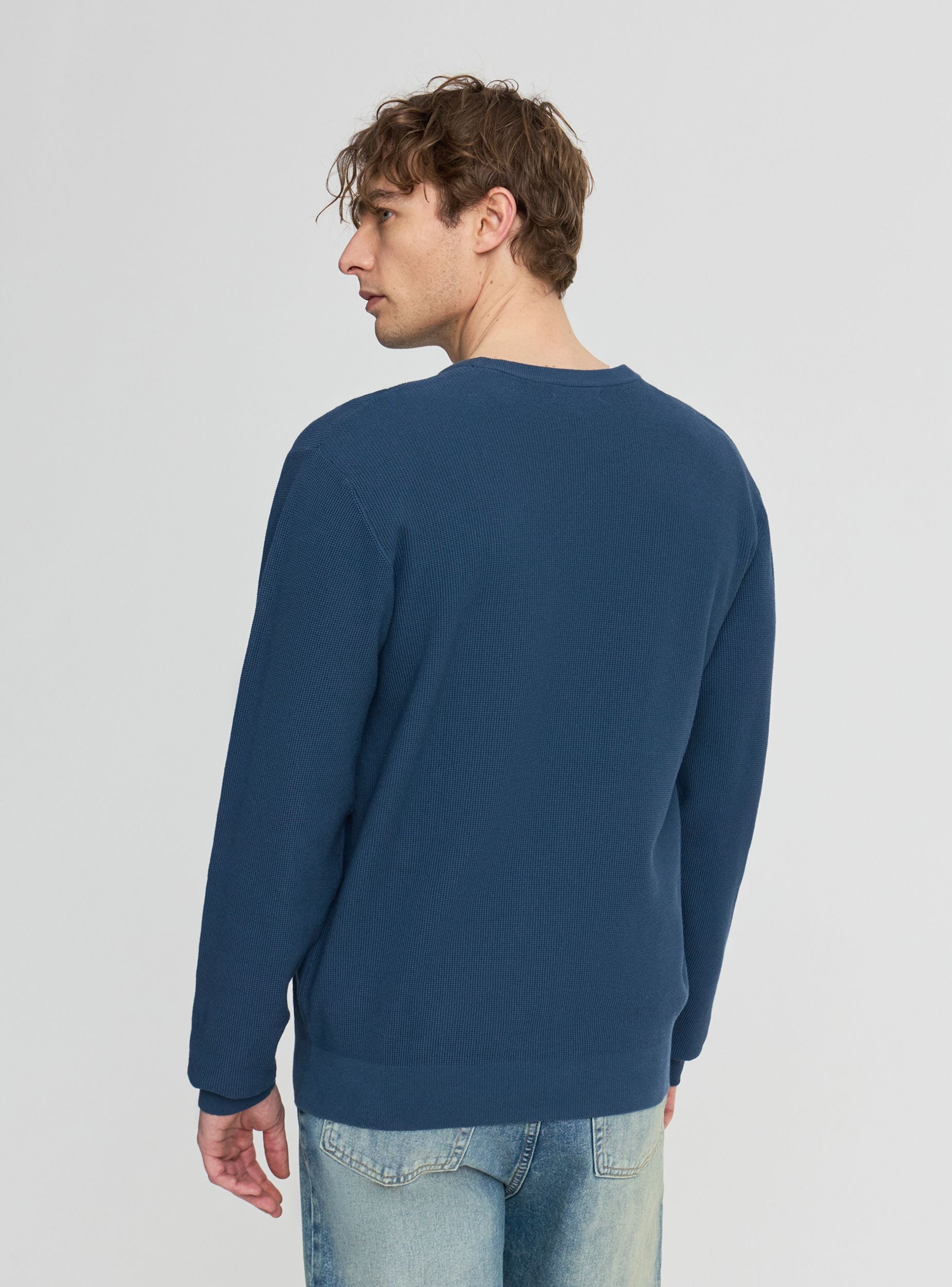 Maglia girocollo a tinta unita Blu denim scuro