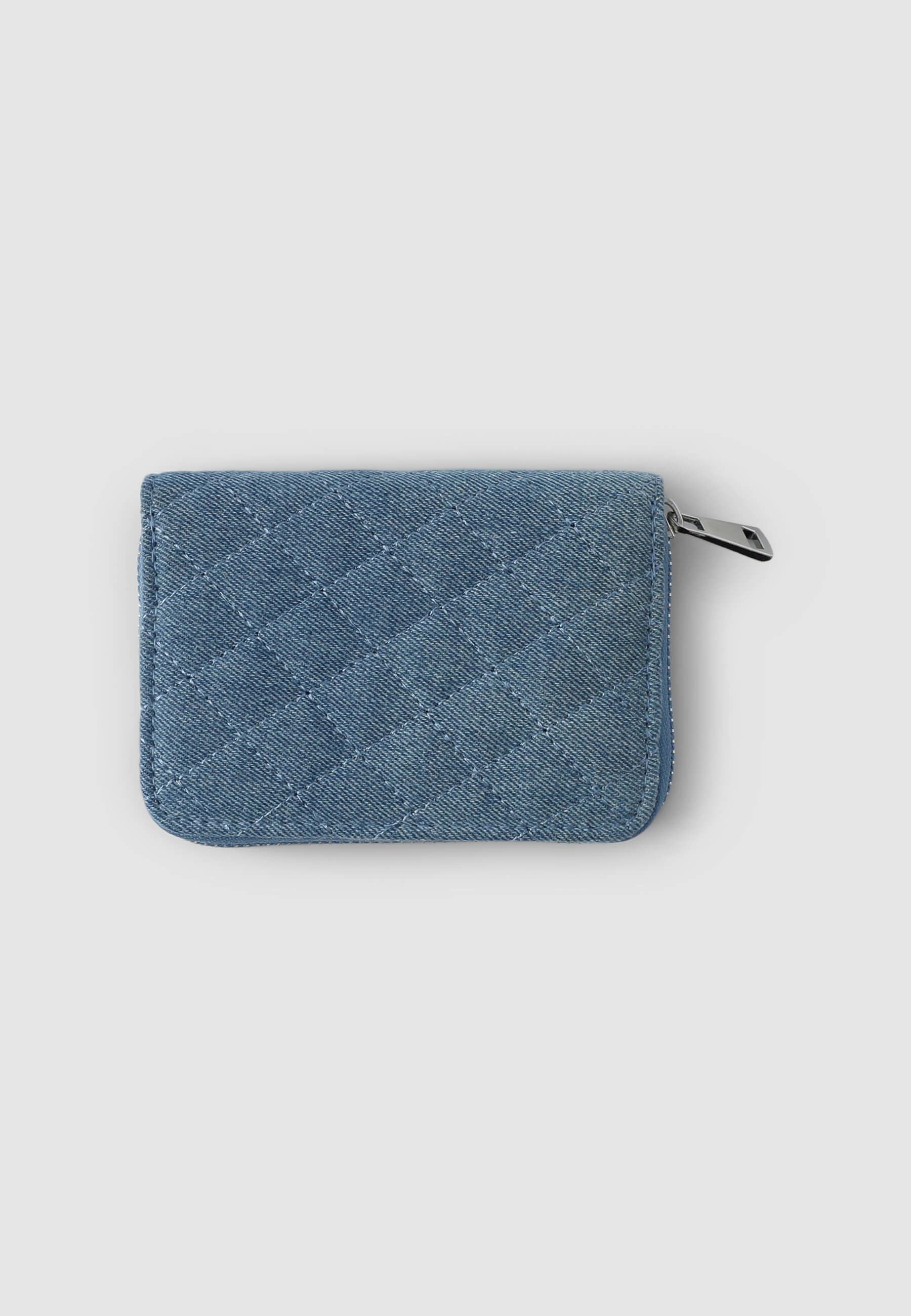 Portafoglio denim trapuntato Blu denim chiaro