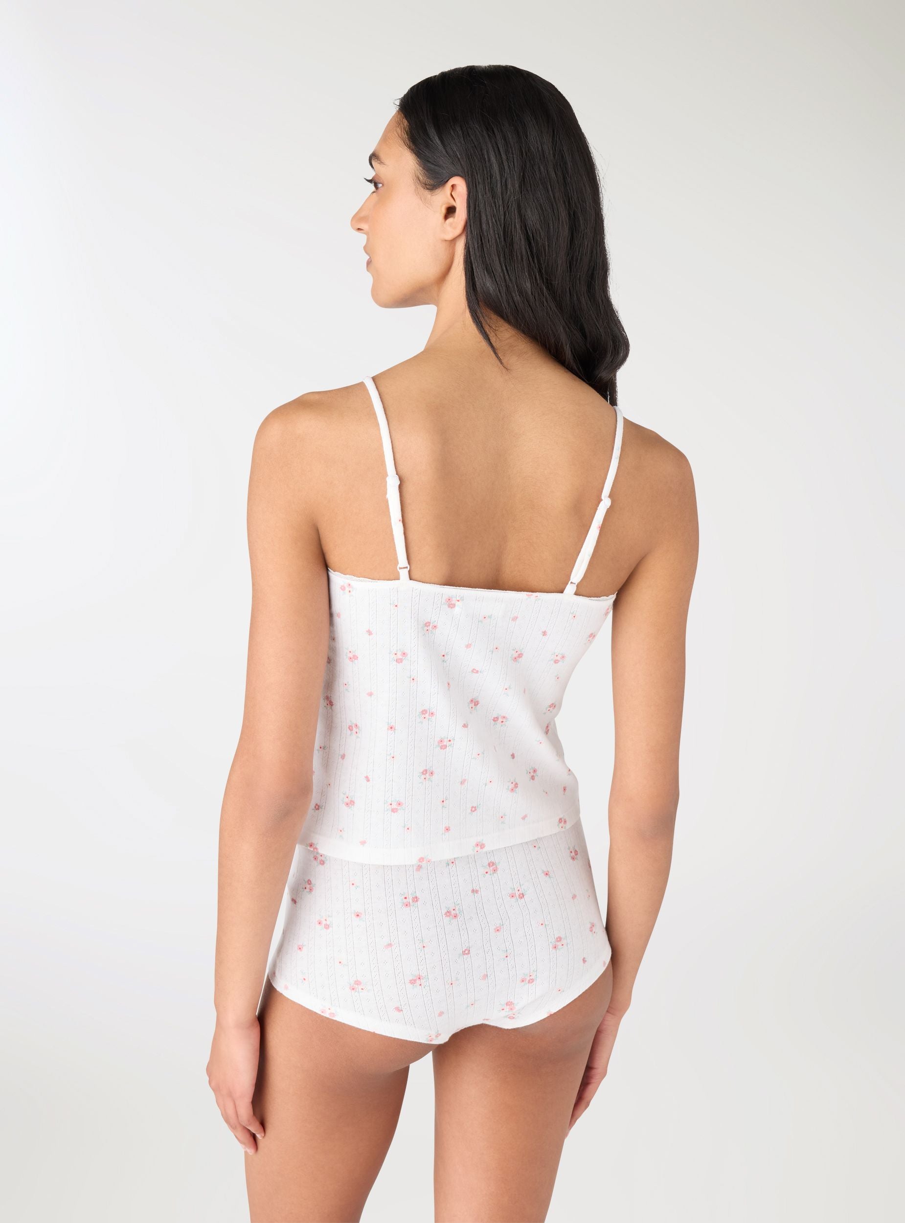 set pigiama crop a fiori Var bianco ottico