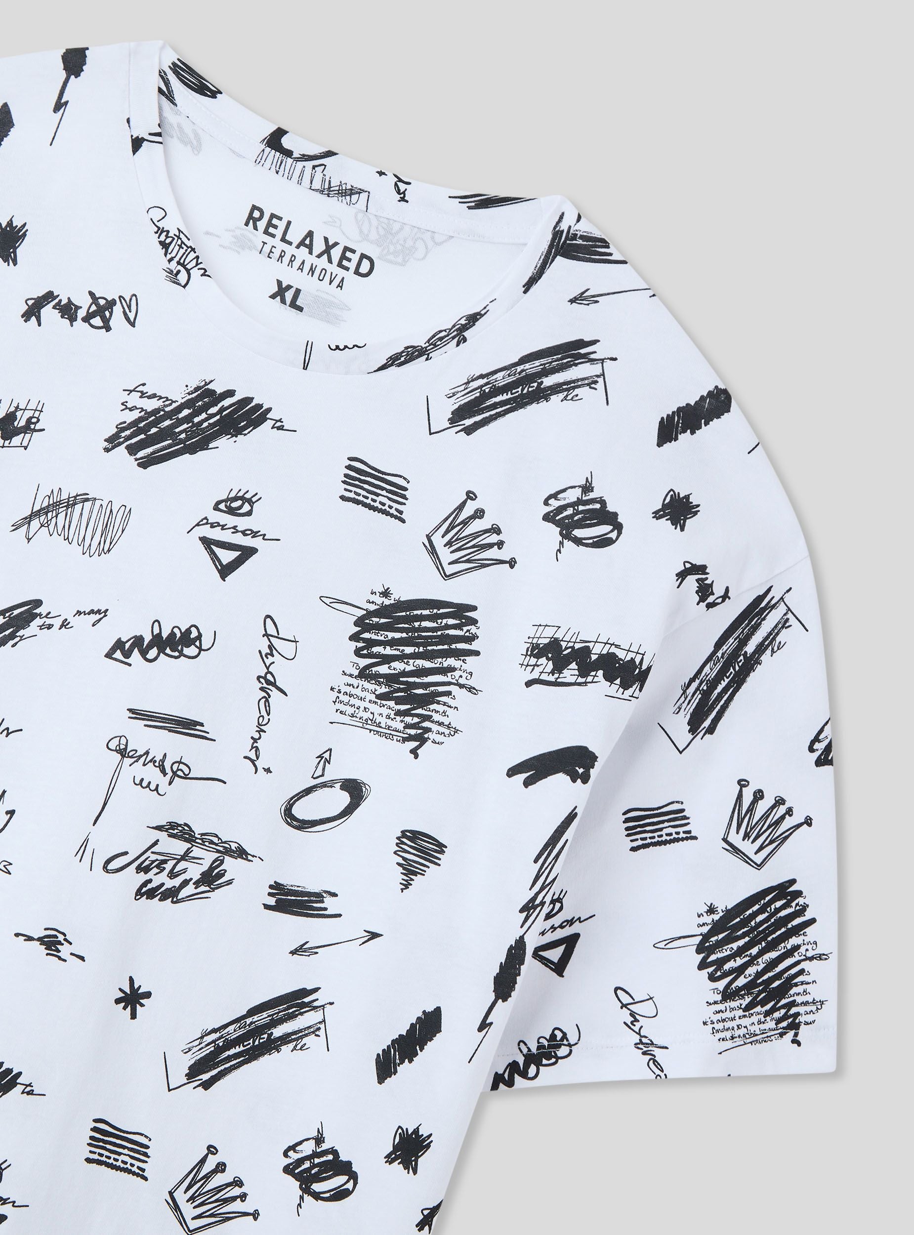 T-shirt stampa stile graffiti all-over Var bianco ottico uomo