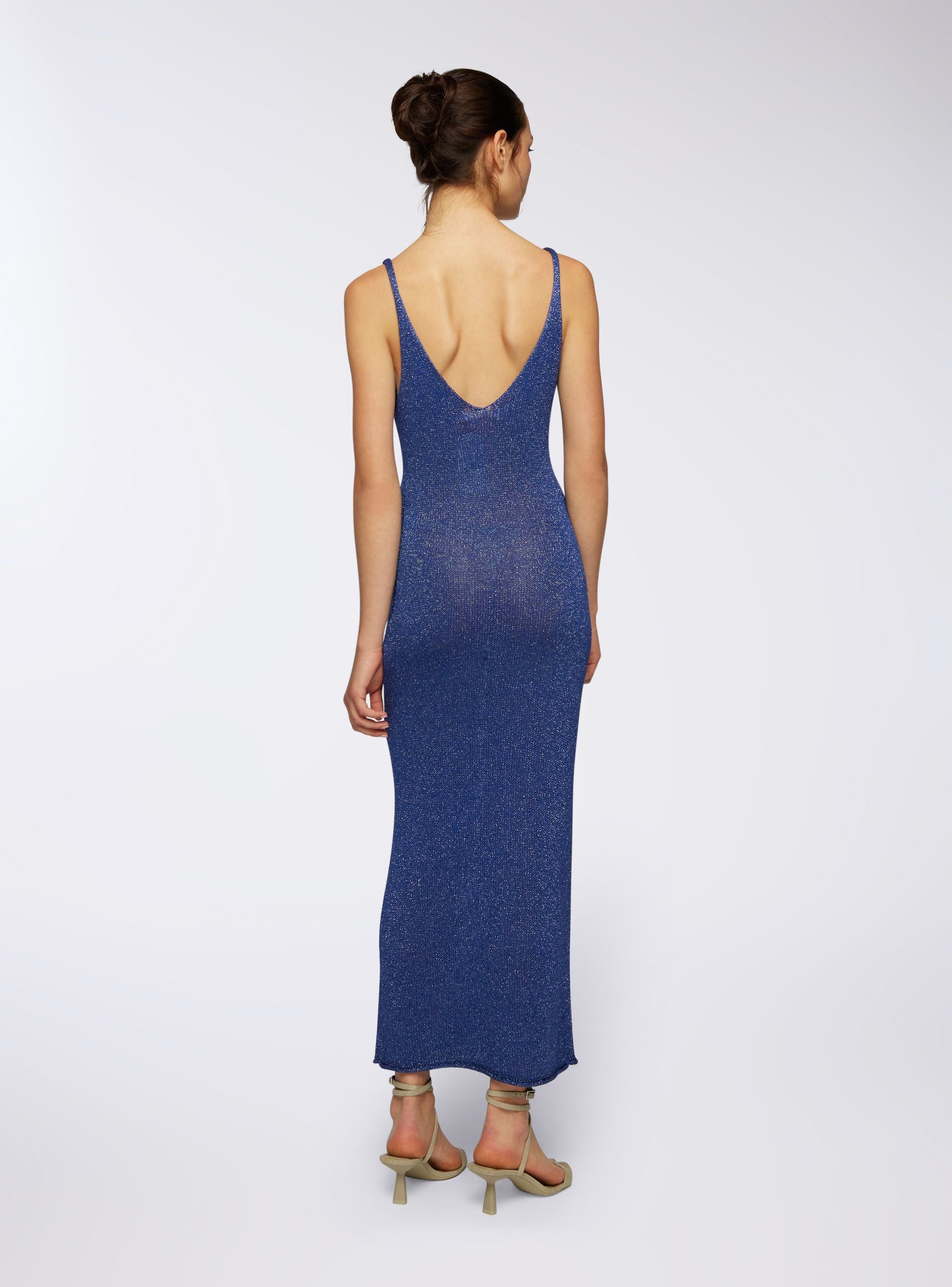 Vestito lungo in maglia luccicante donna