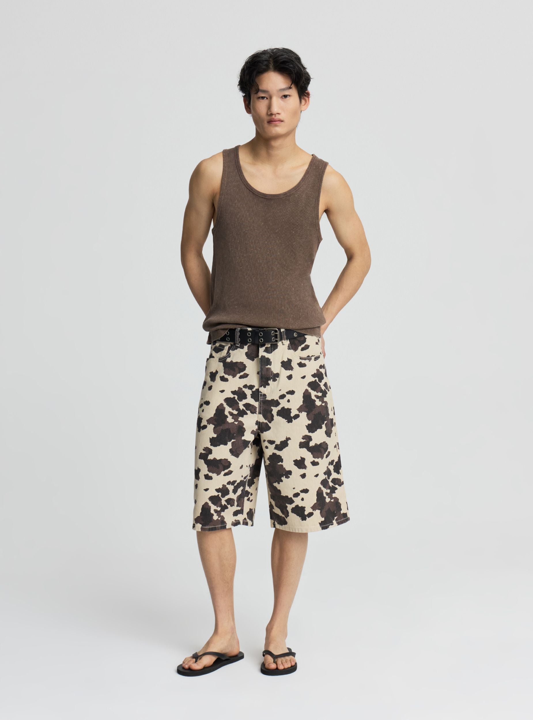 Bermuda jorts con stampa muccata Var crema