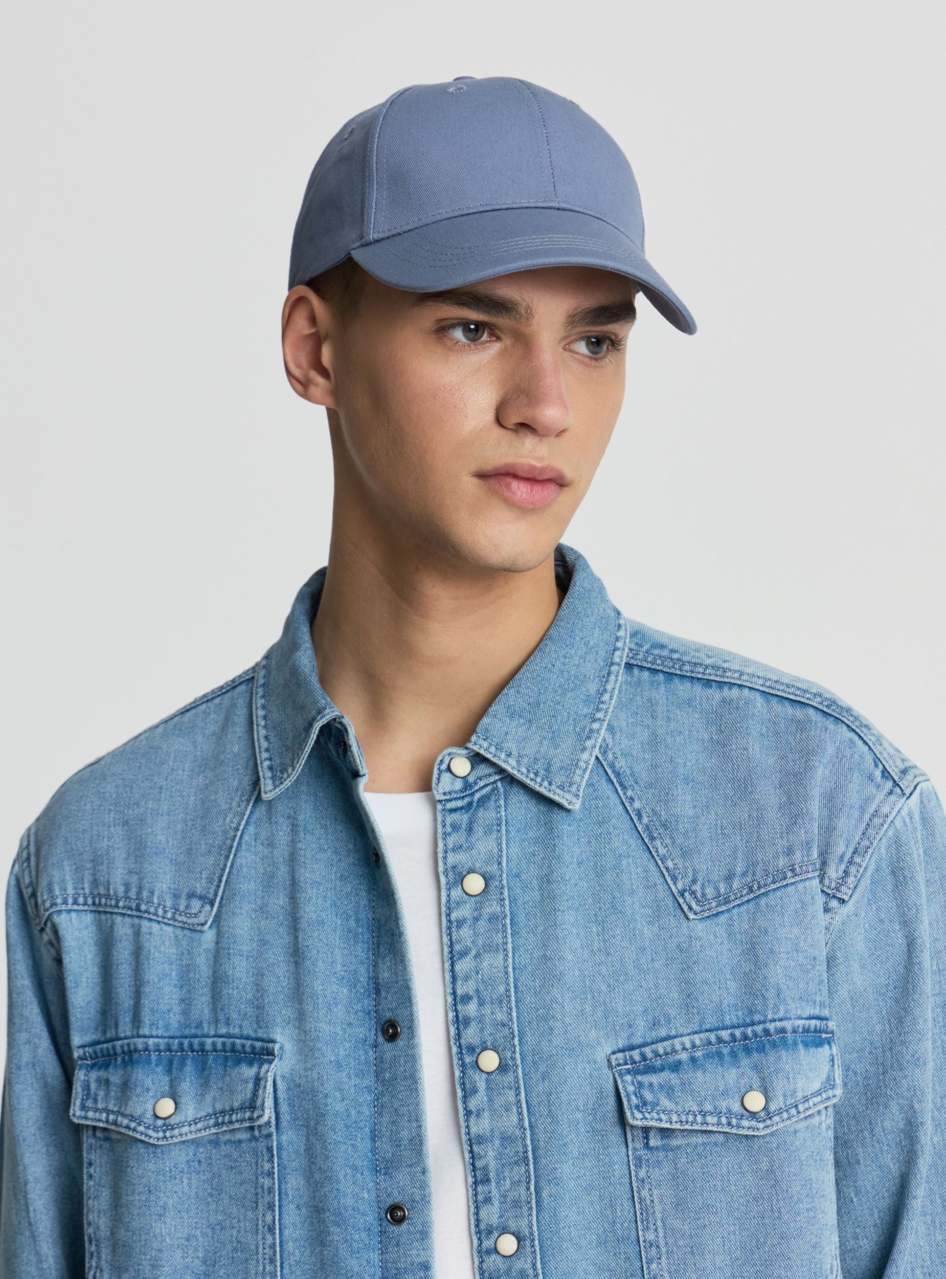 Cappellino baseball a tinta unita Blu denim chiaro