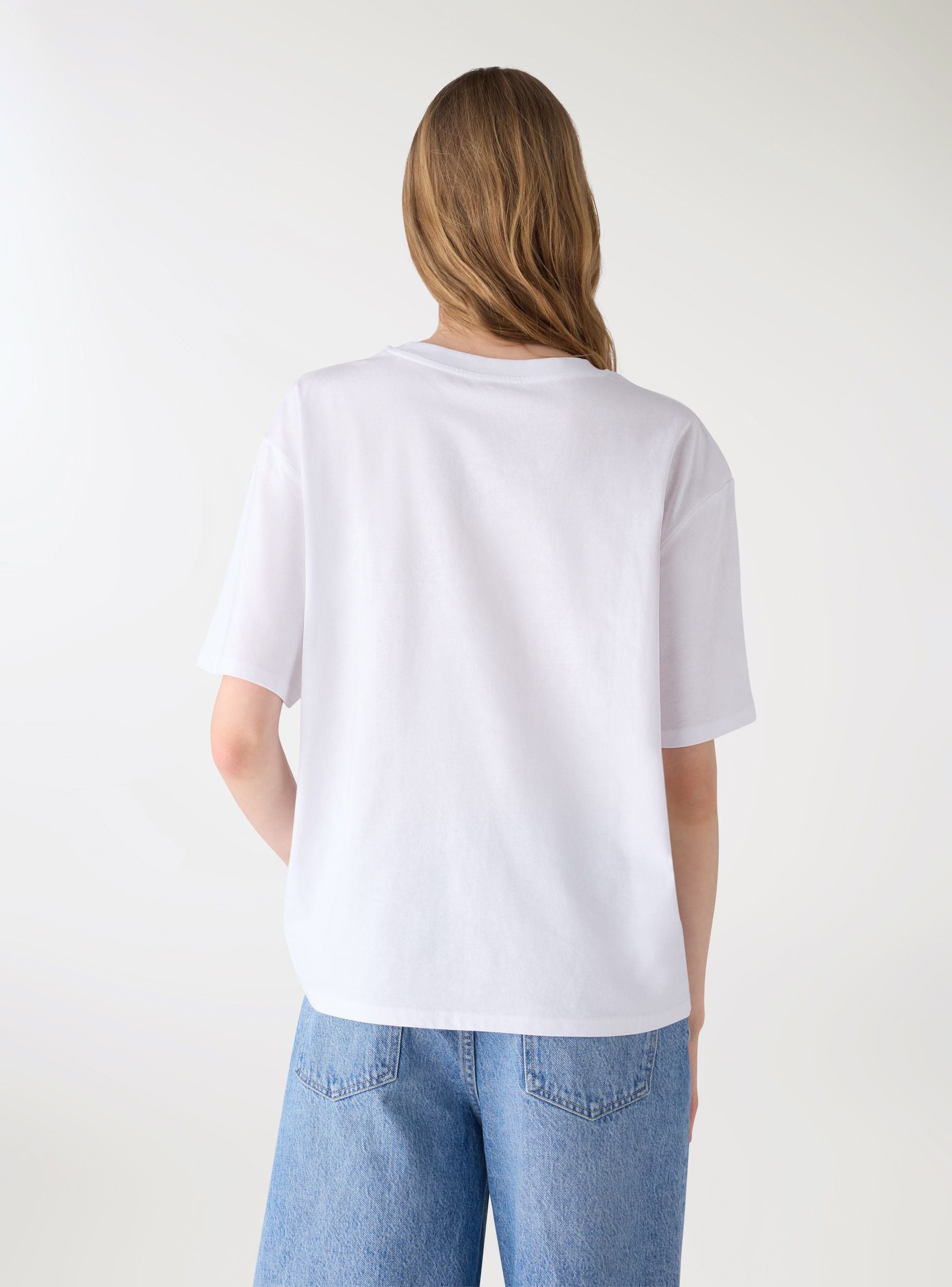 T-shirt over con stampa oceano Bianco ottico donna