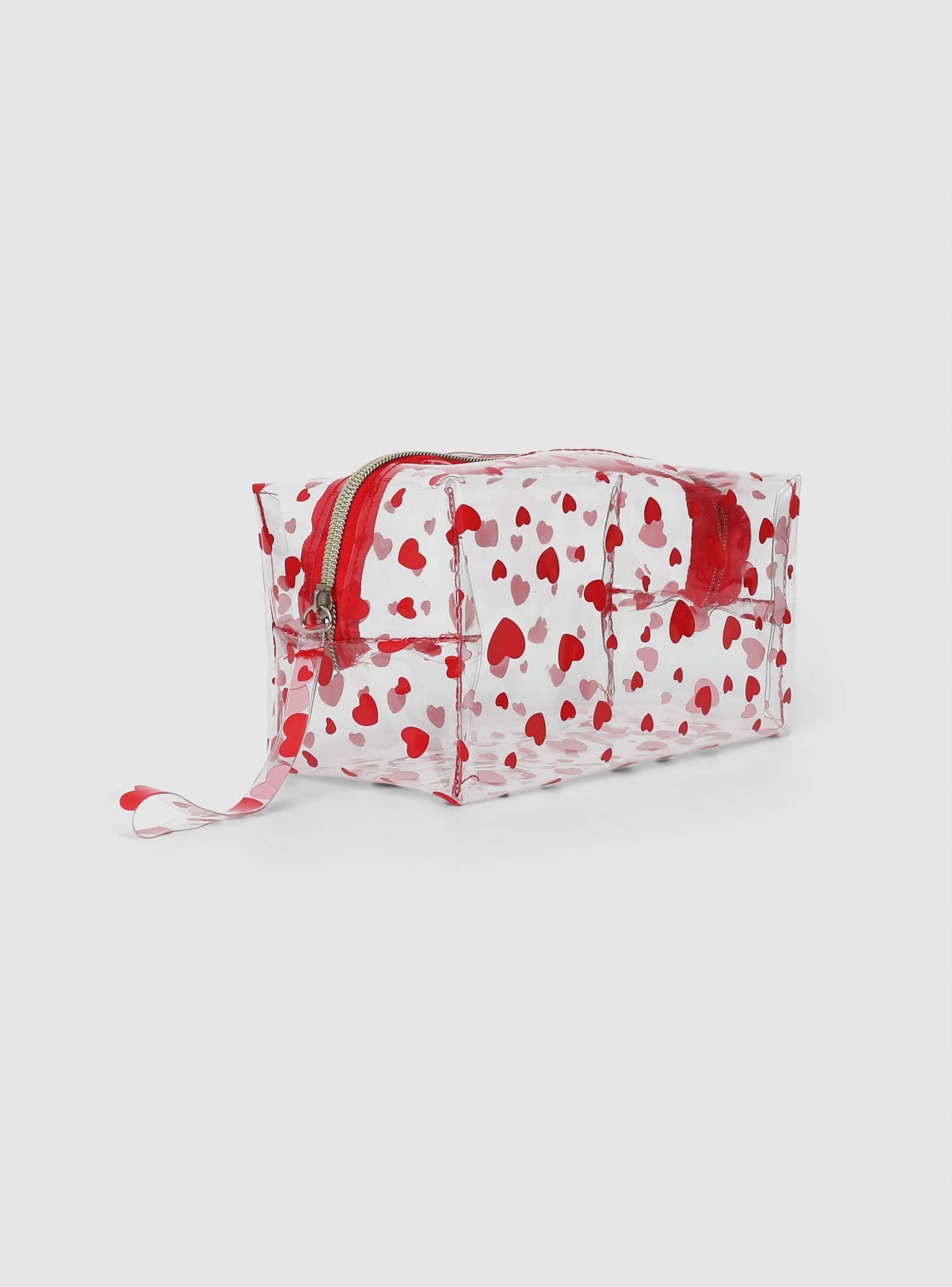 Pochette mare trasparente con cuori Var rosso accessori