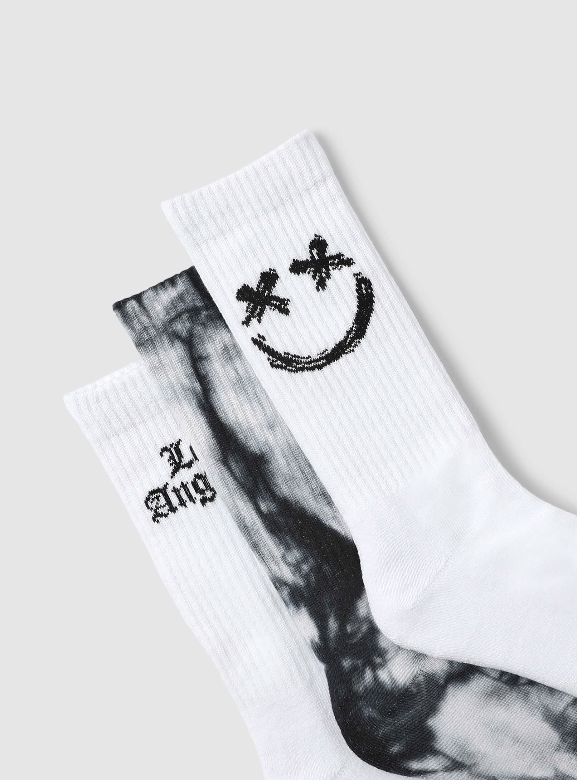 Pack 3 calze spugna con stampa e tie-dye Bianco ottico