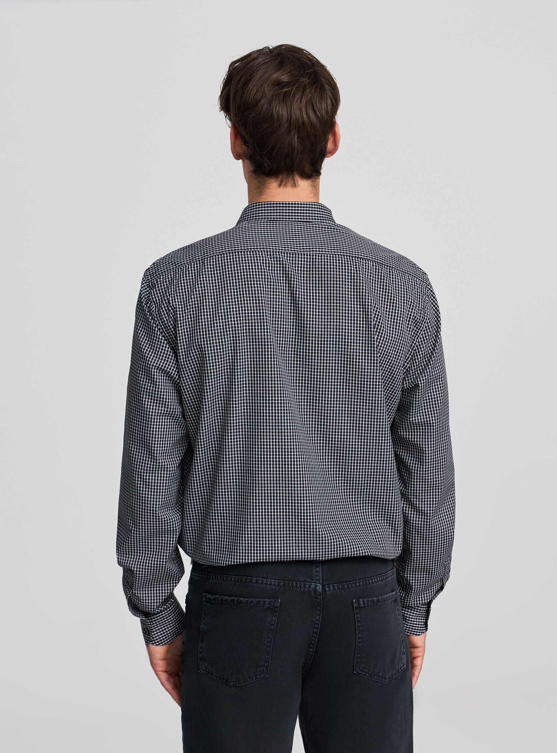 Camicia a quadri cotone popeline Var nero