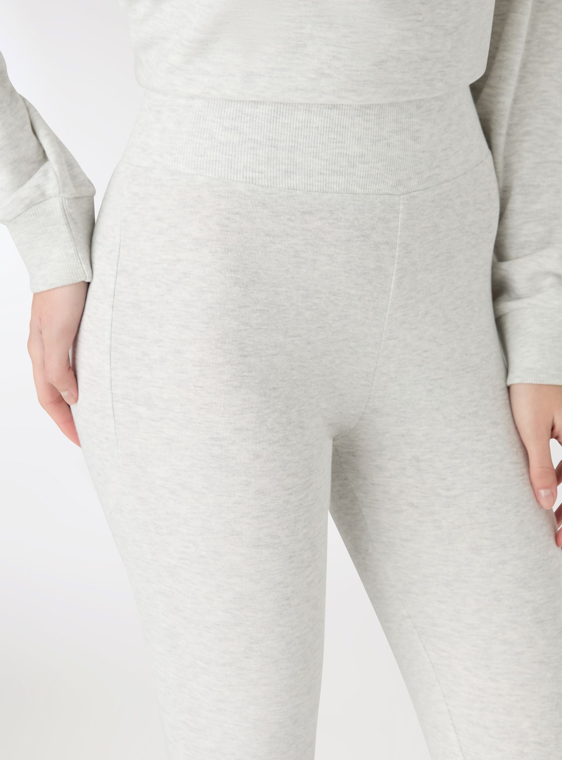 Leggings a zampa tinta unita Avorio melange