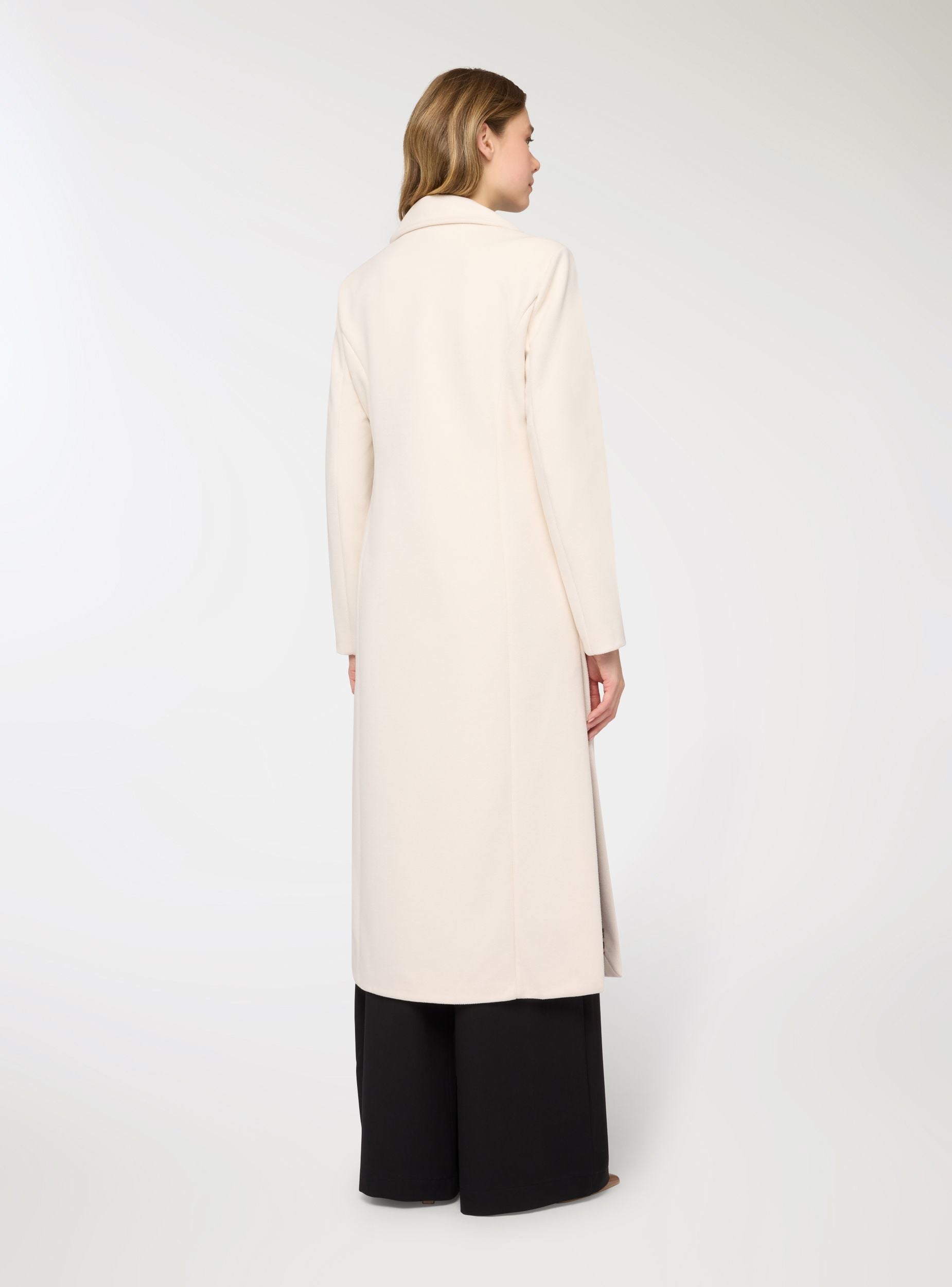 Cappotto lungo monopetto con revers Bianco lana