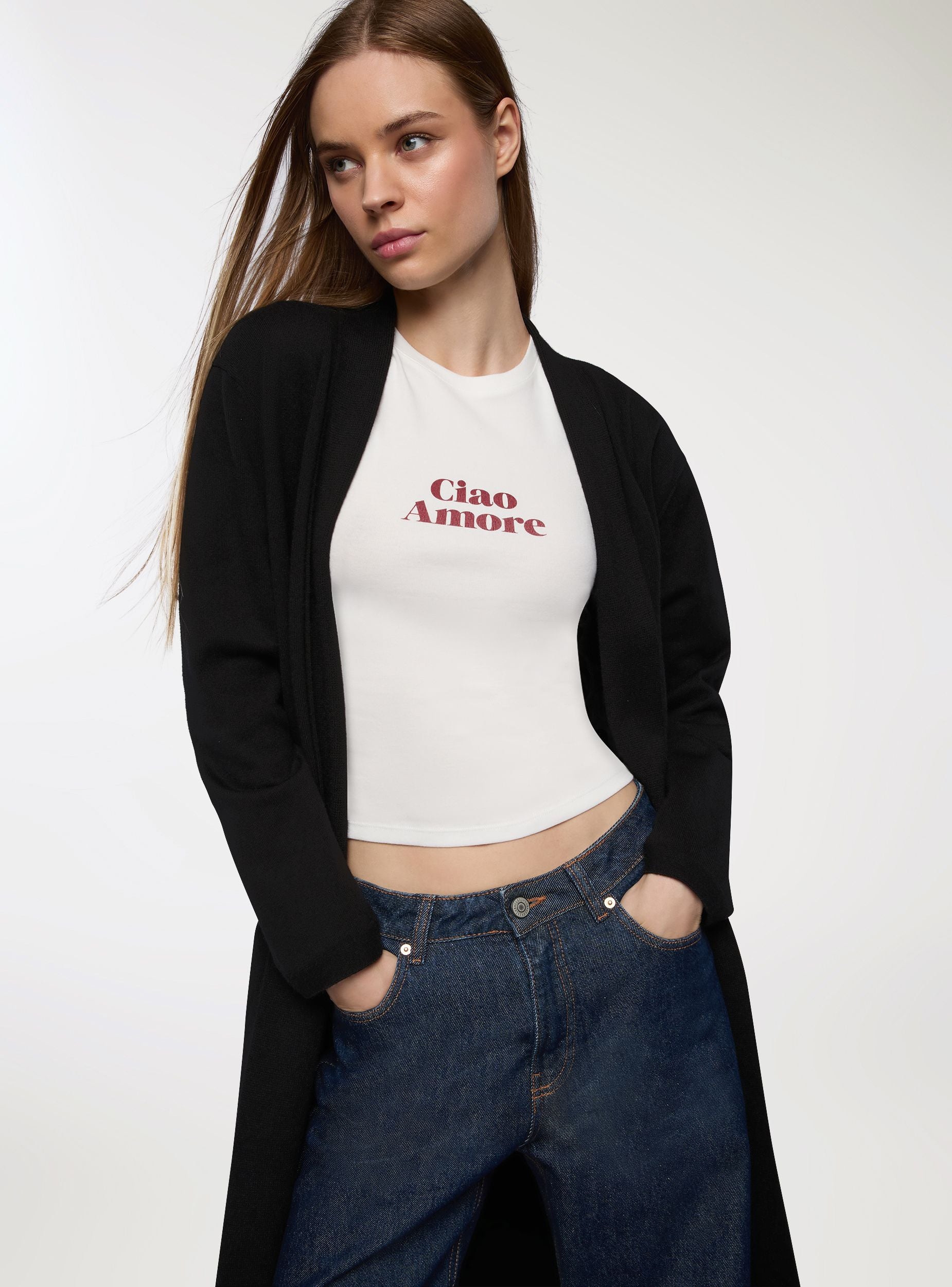 Cardigan aperto extra lungo