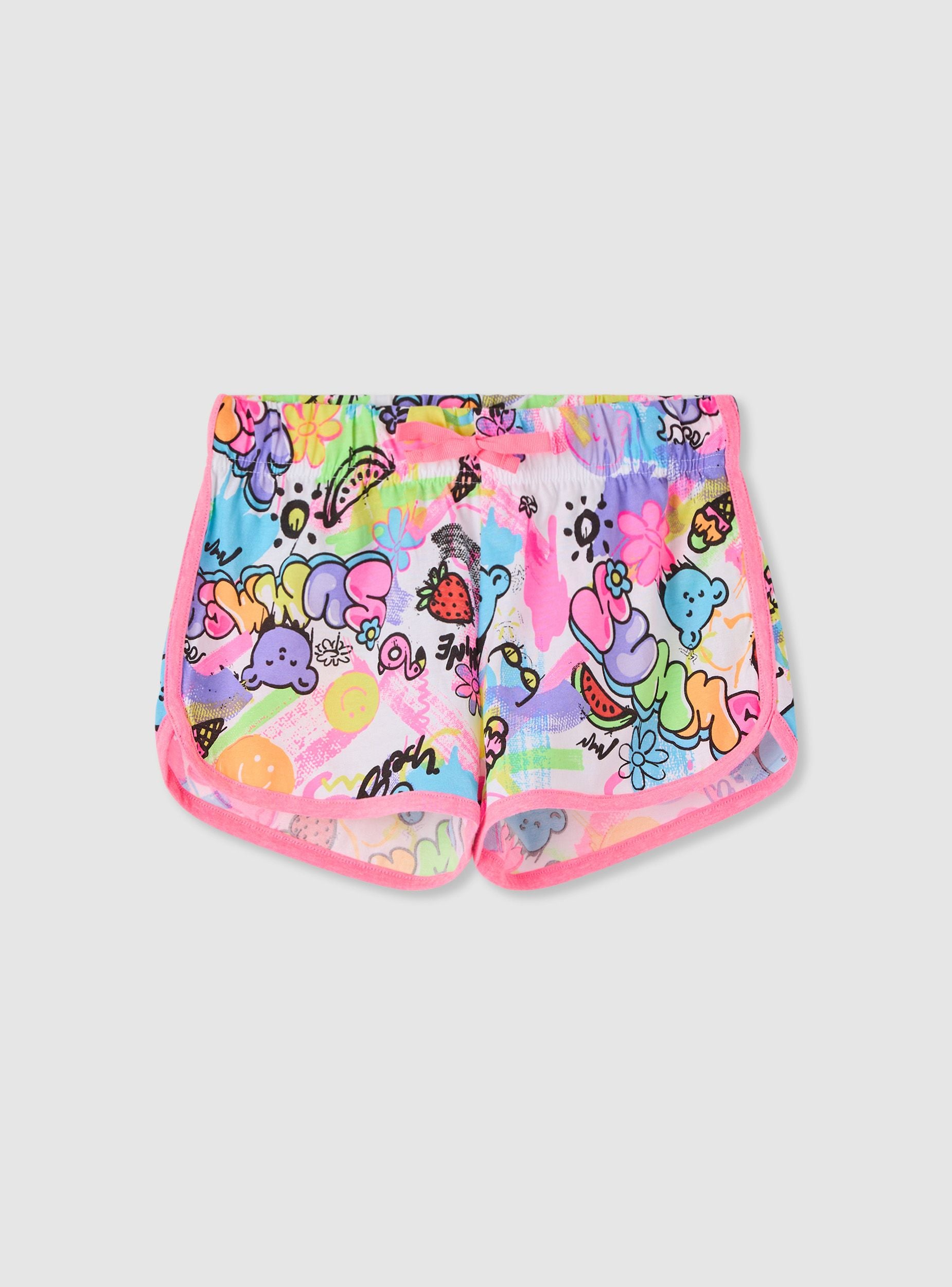 Pantaloncini con stampa graffiti Bianco ottico