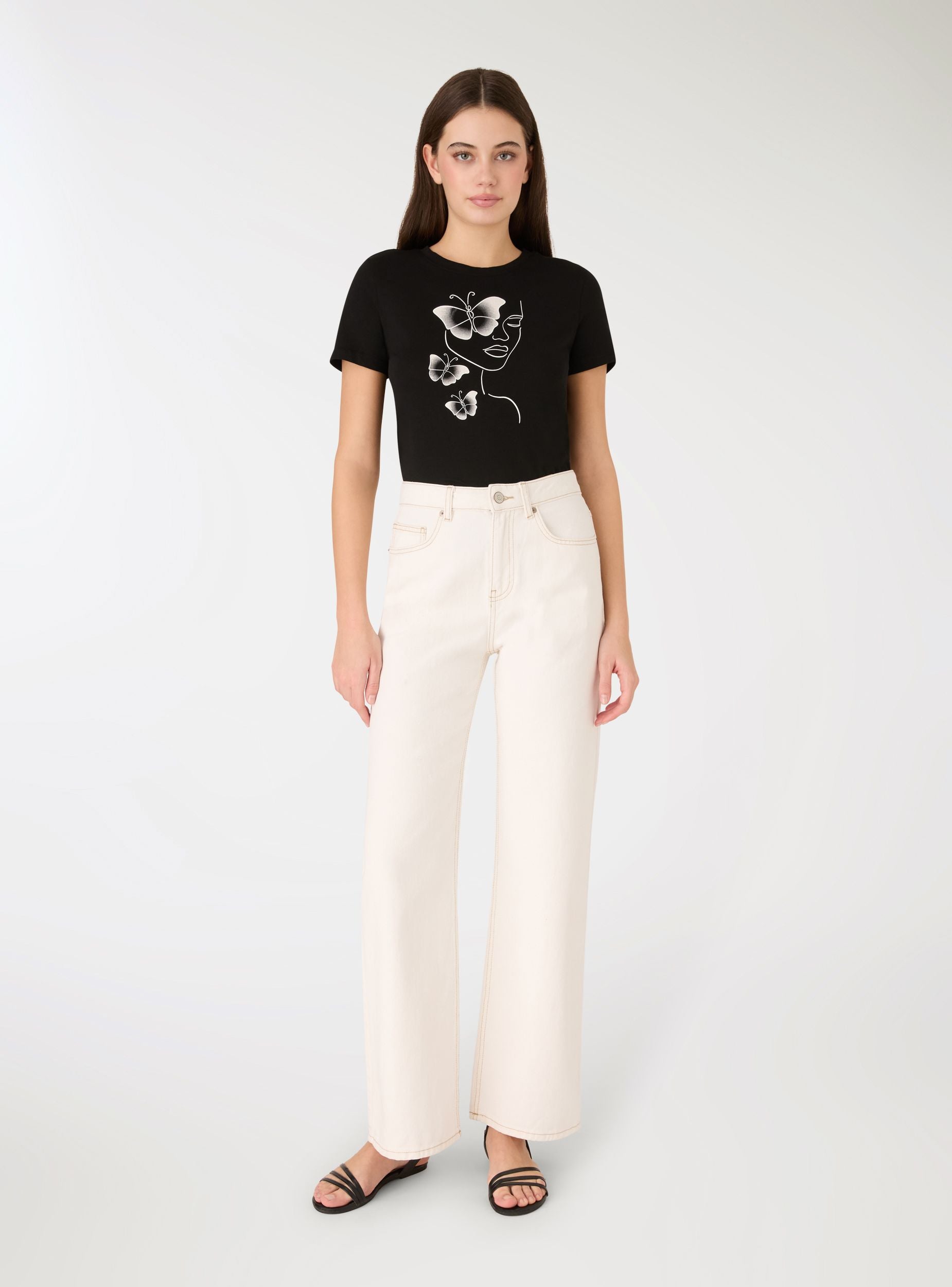 T-shirt con stampa volto donna