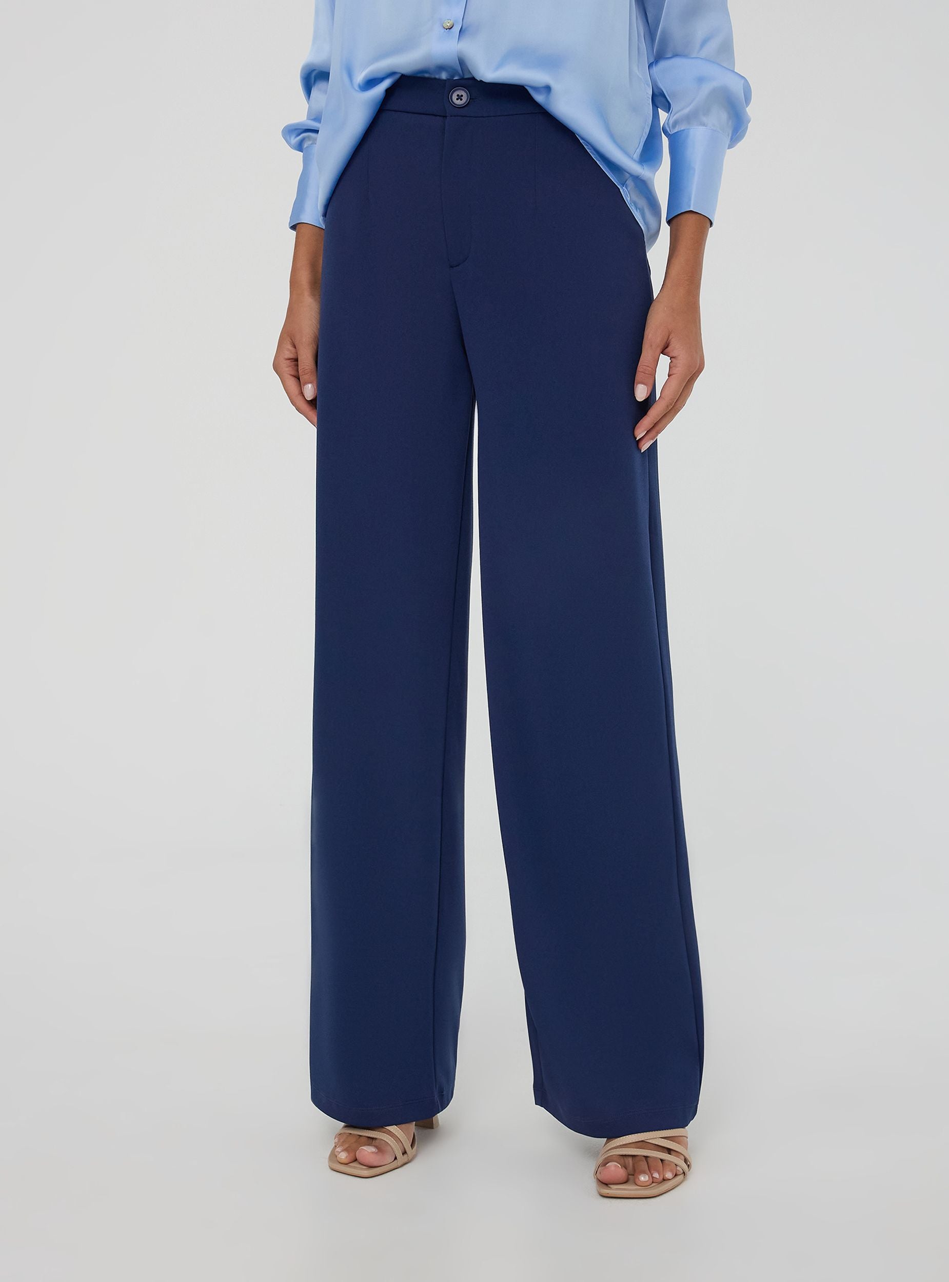 Pantaloni tinta unita wide leg Blu scuro