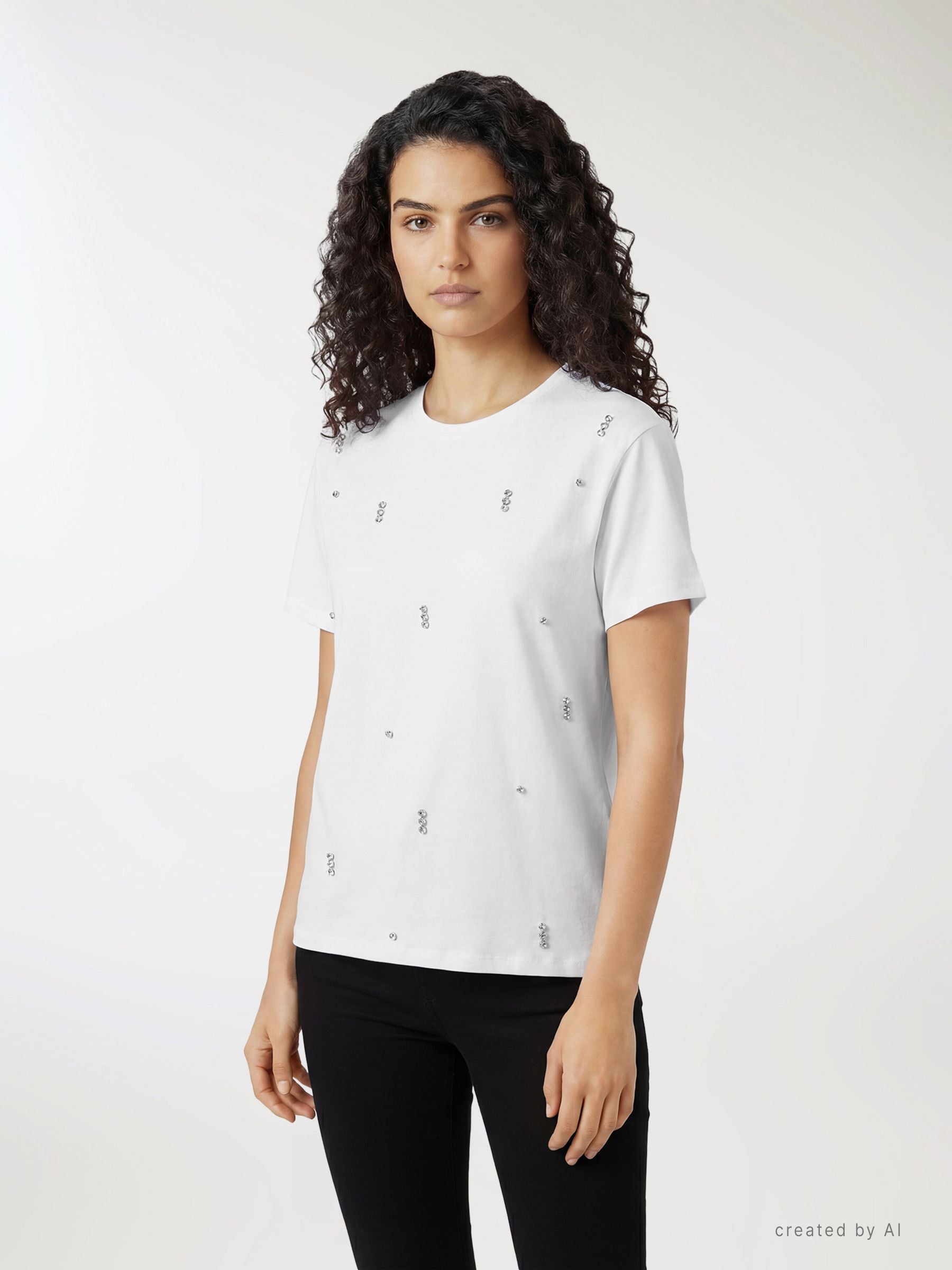 T-shirt con applicazioni strass Bianco ottico