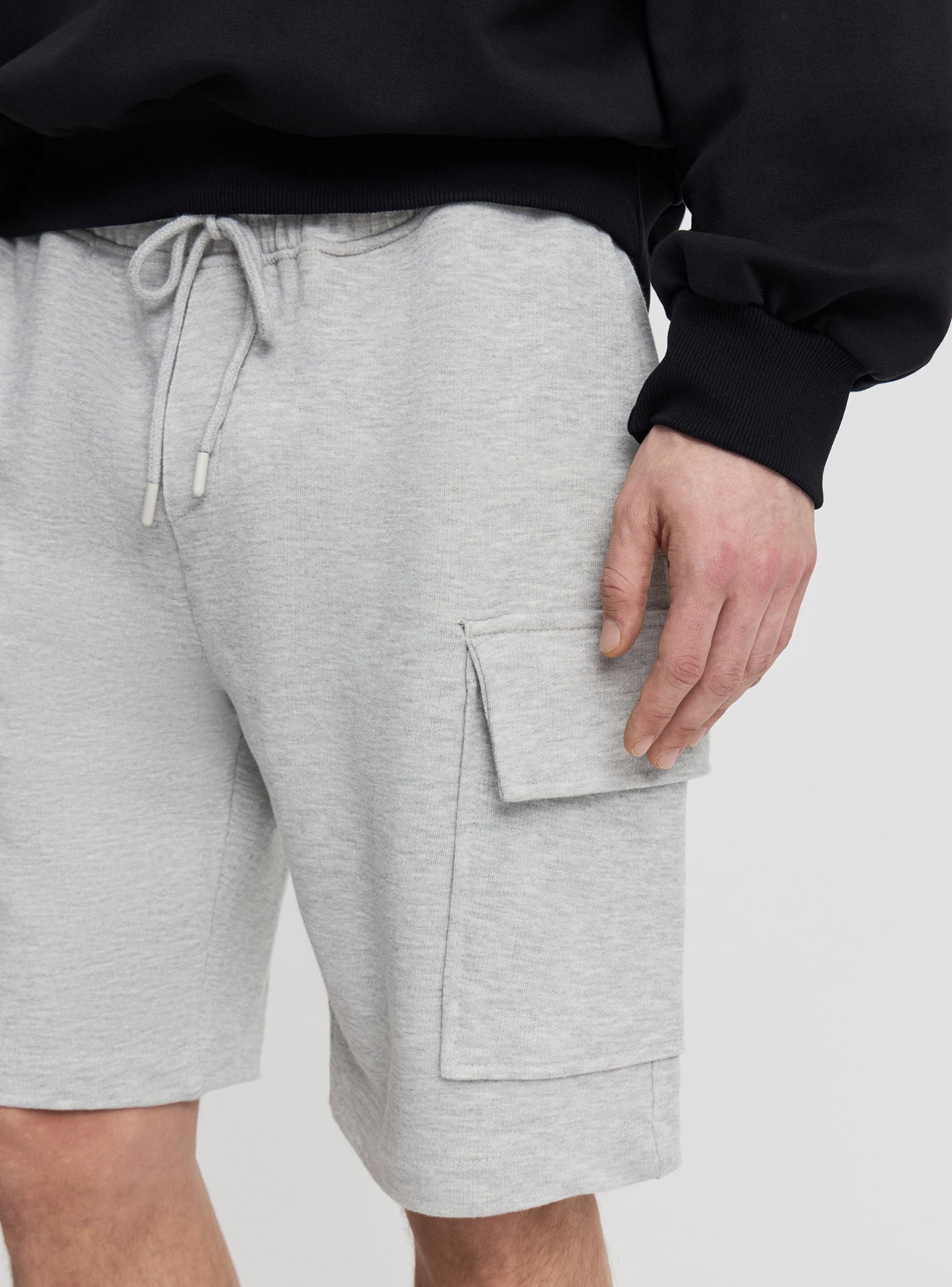 Bermuda con tasche cargo Grigio chiaro melange
