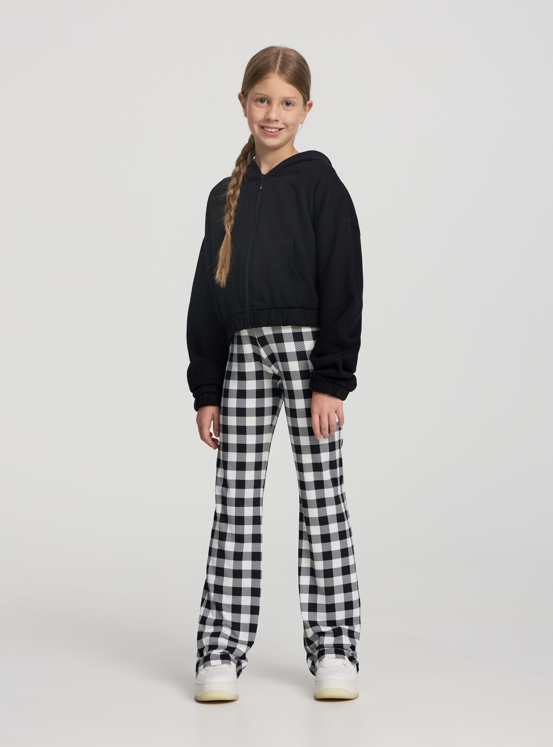 Felpa crop con cappuccio e zip