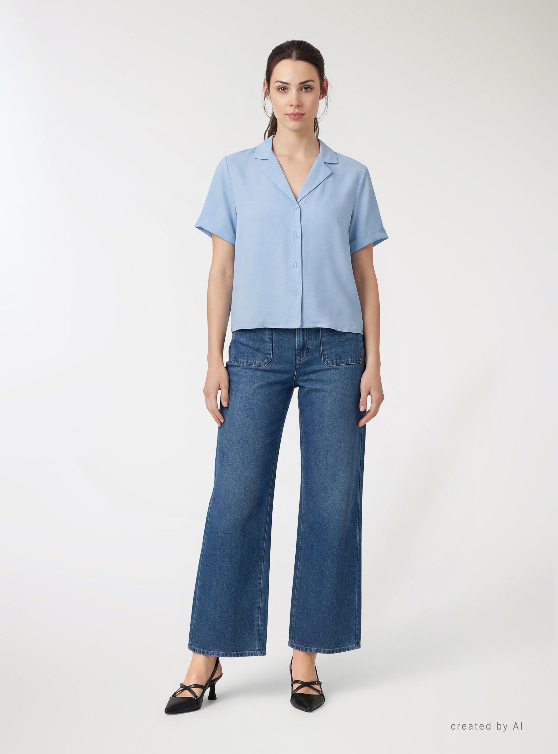 Camicia con collo a rever
