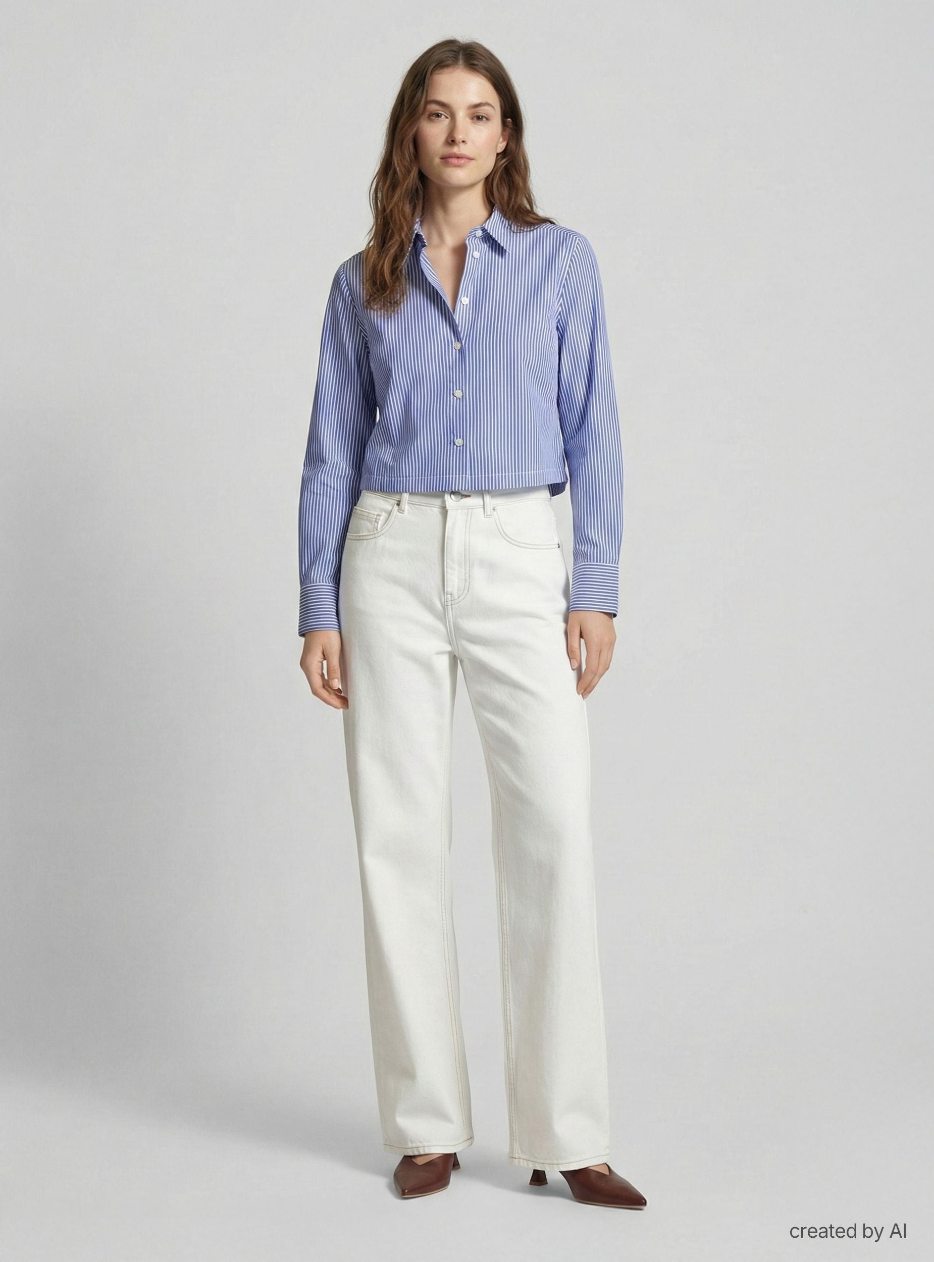 Camicia crop a righe Var blu