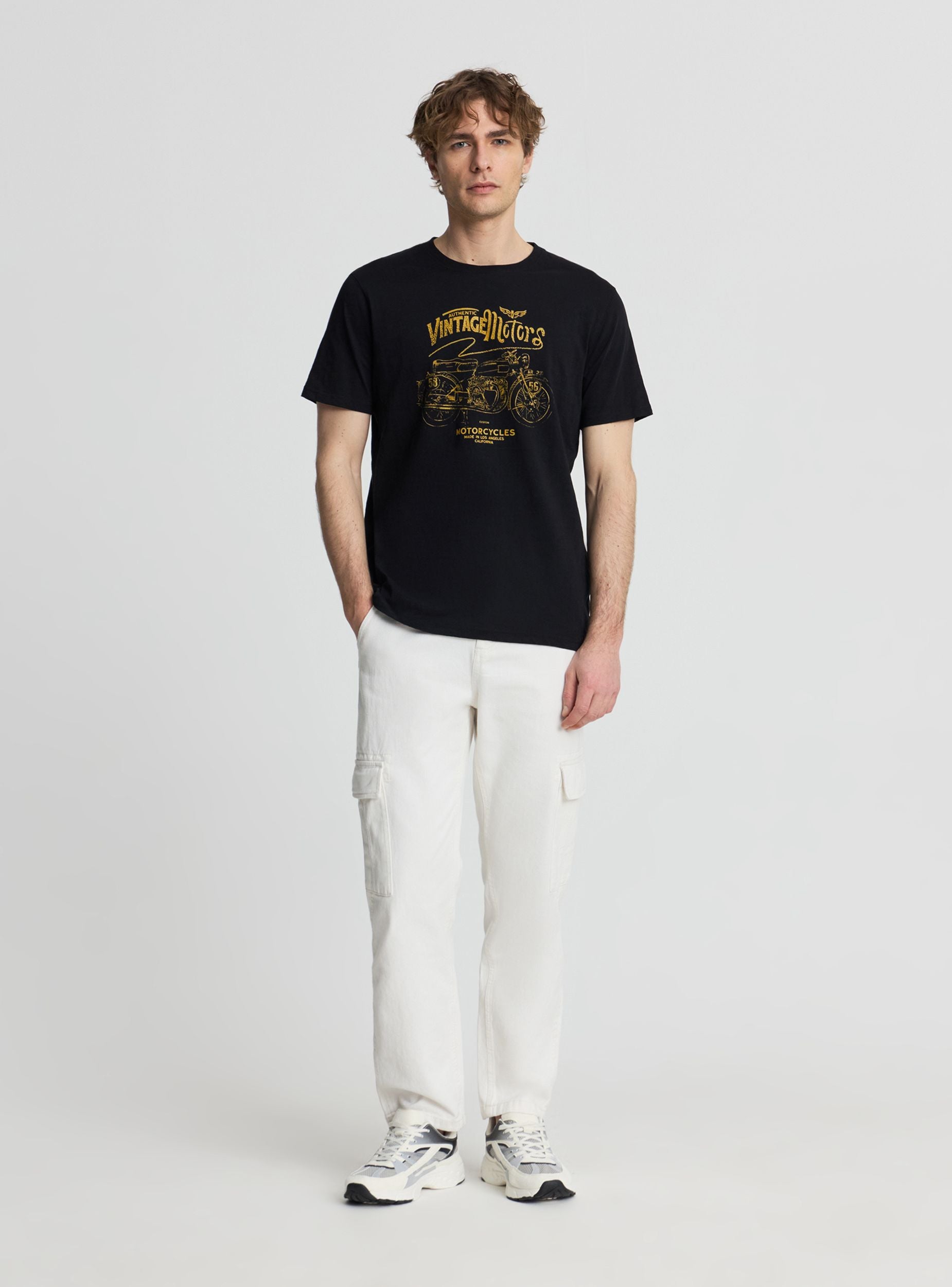 T-shirt con stampa moto vintage uomo