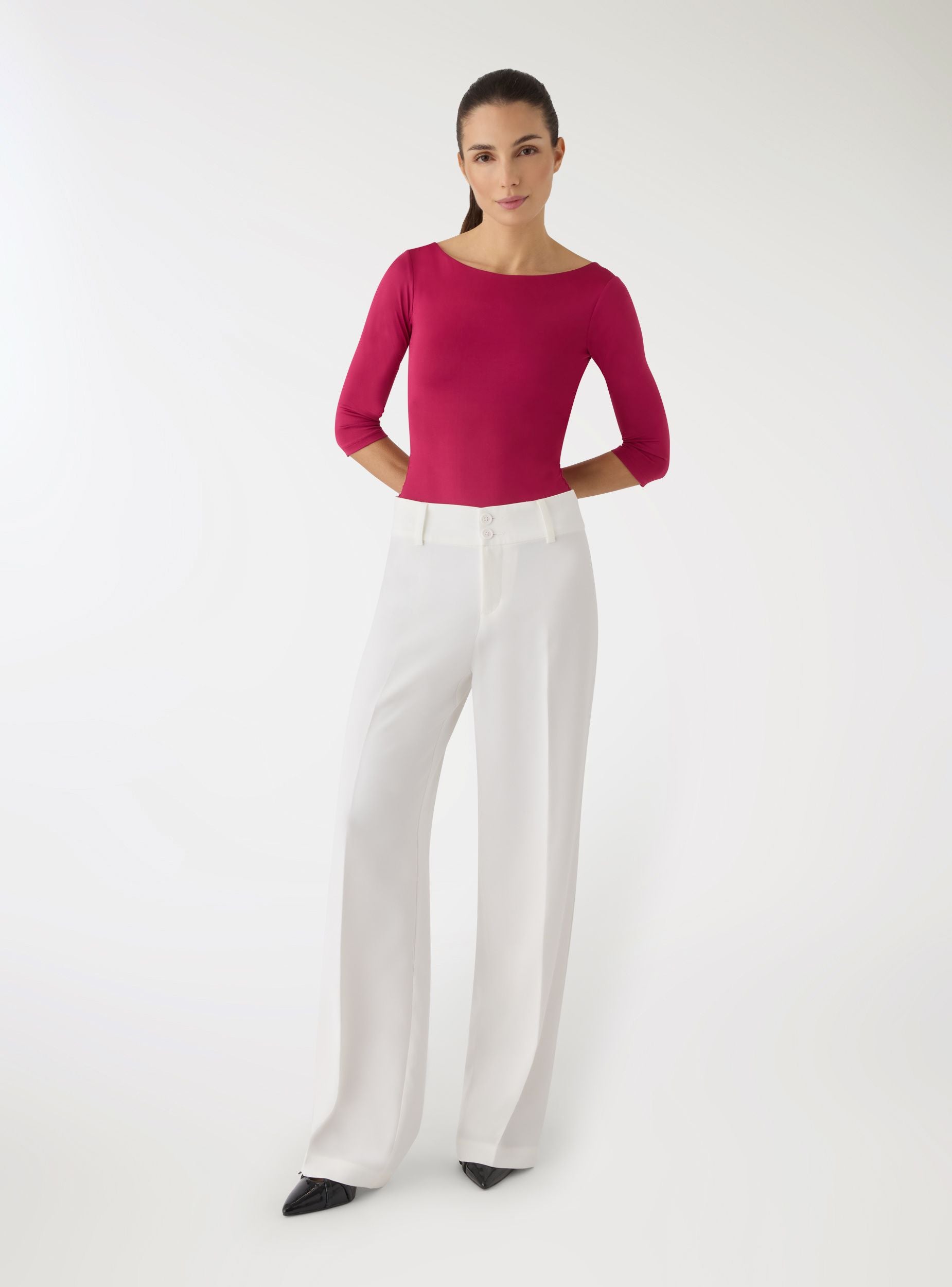 Body con scollo a barca Fucsia scuro