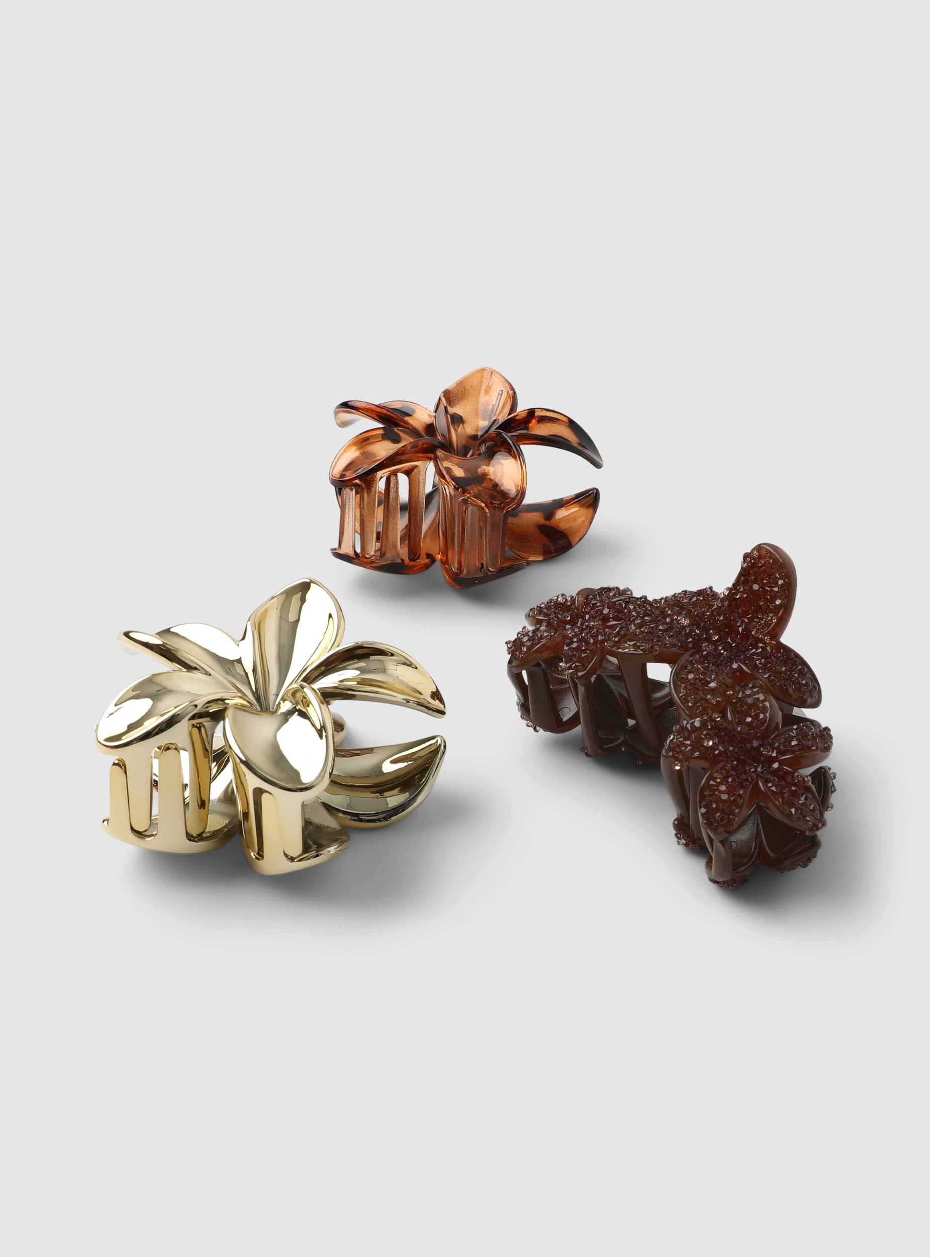 Pack 3 pinze per capelli con decori Var oro