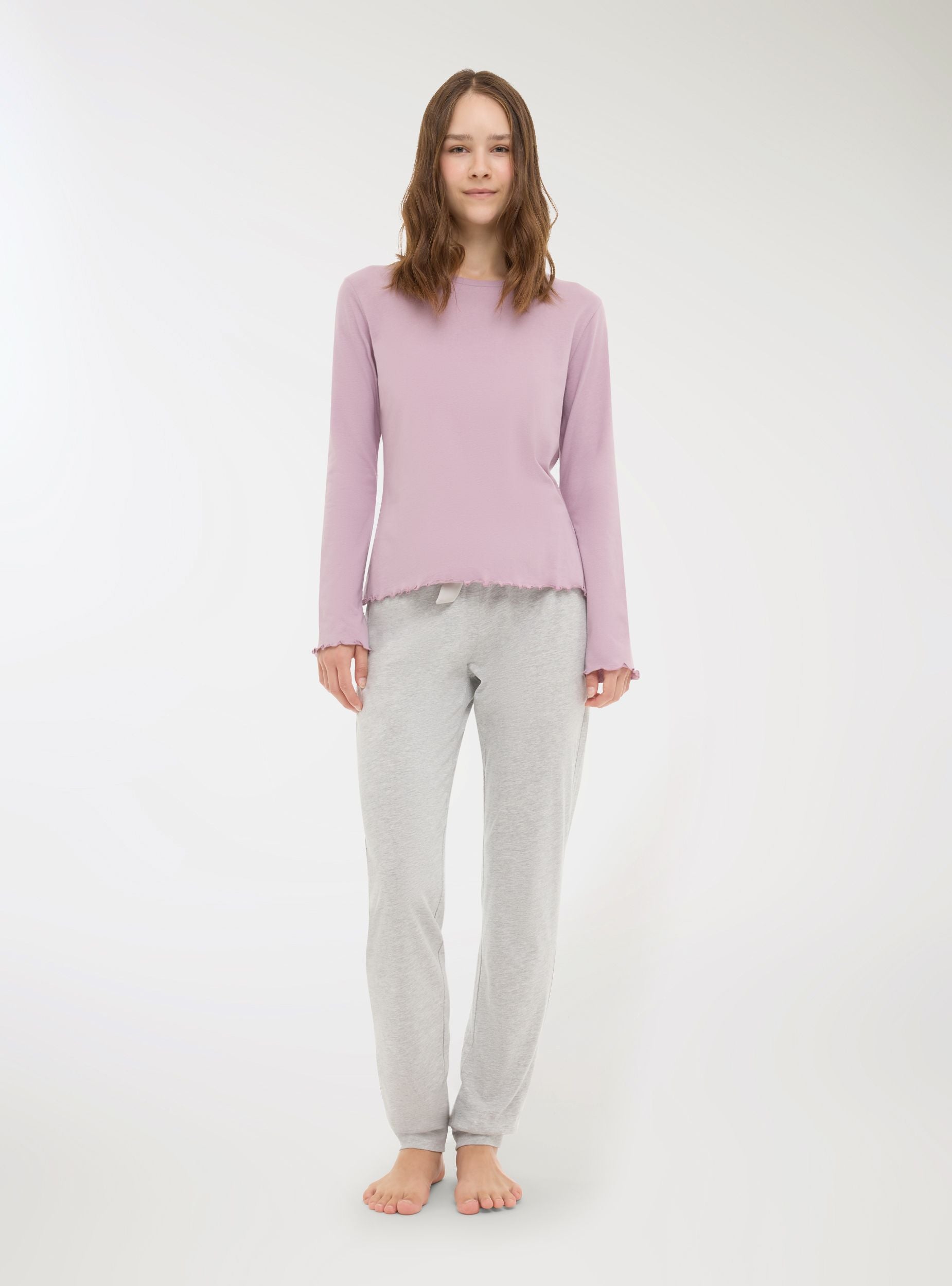 Pantaloni pigiama con coulisse Grigio chiaro melange