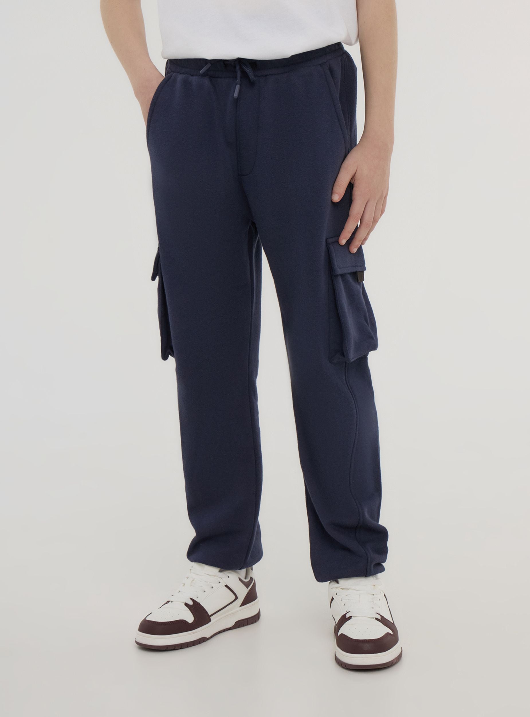 Pantaloni tuta cargo tinta unita