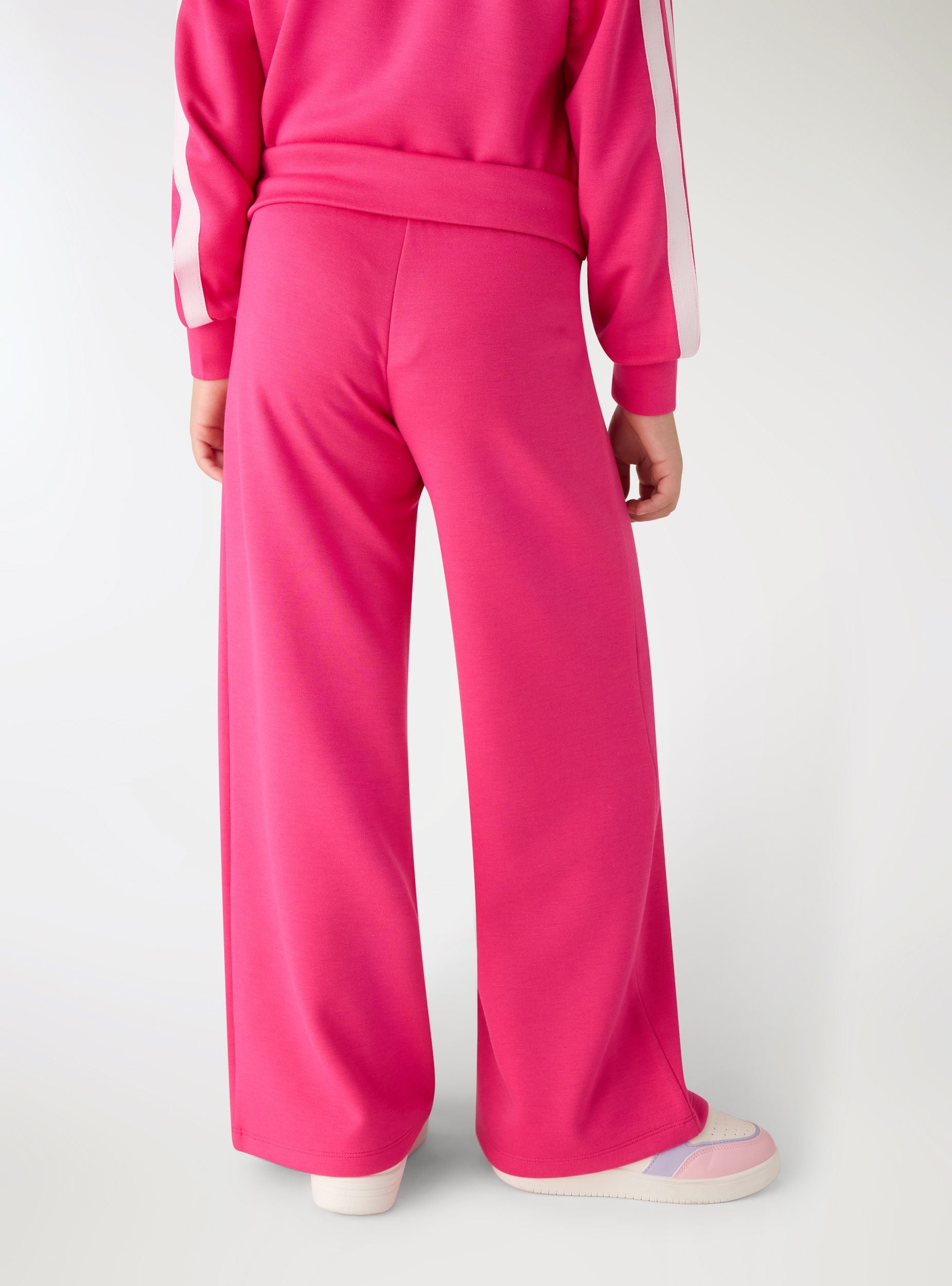 Pantaloni tuta wide leg tessuto interlock caldo Fucsia sport