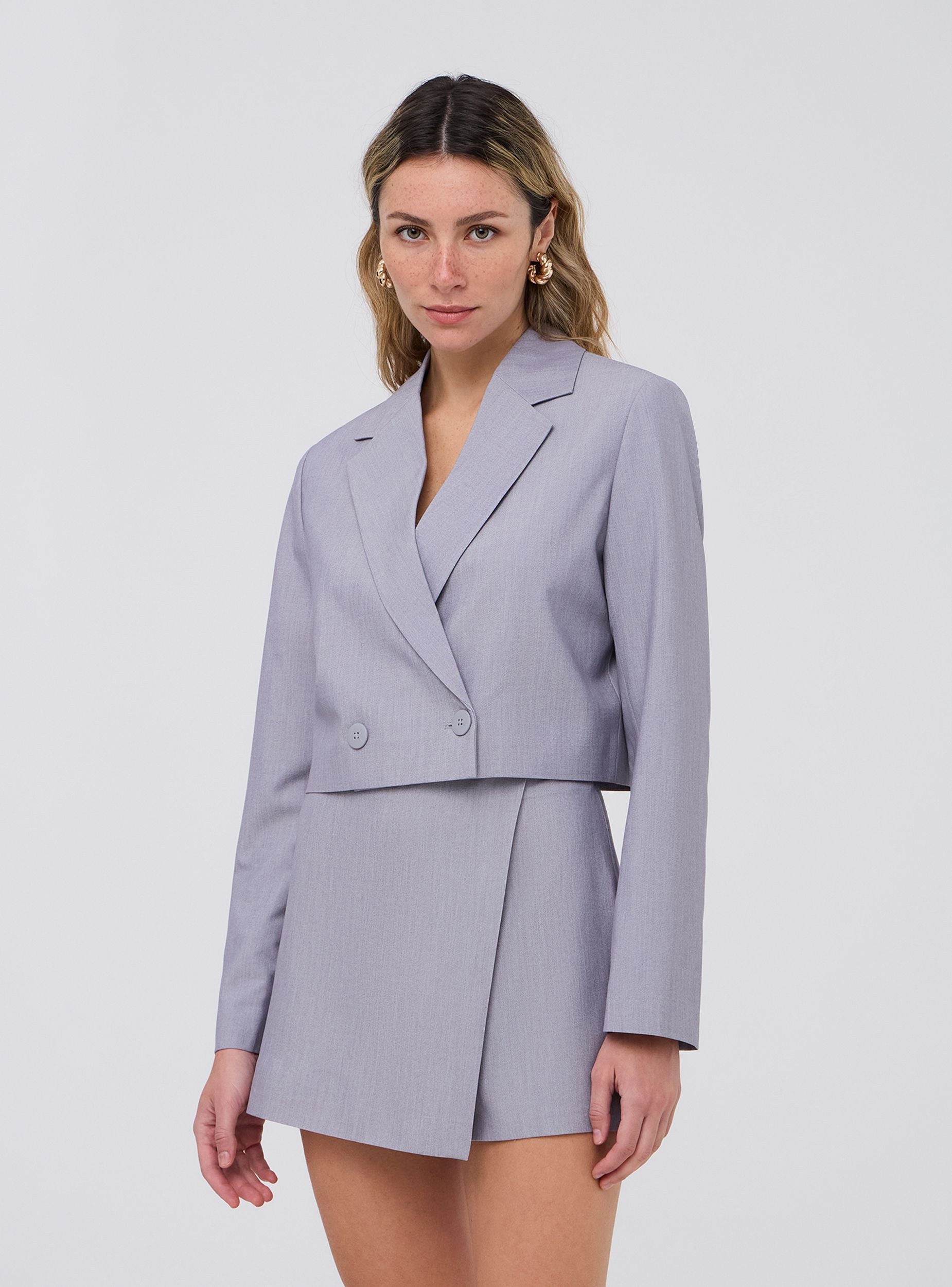 Skort asimmetrica melange Grigio chiaro melange