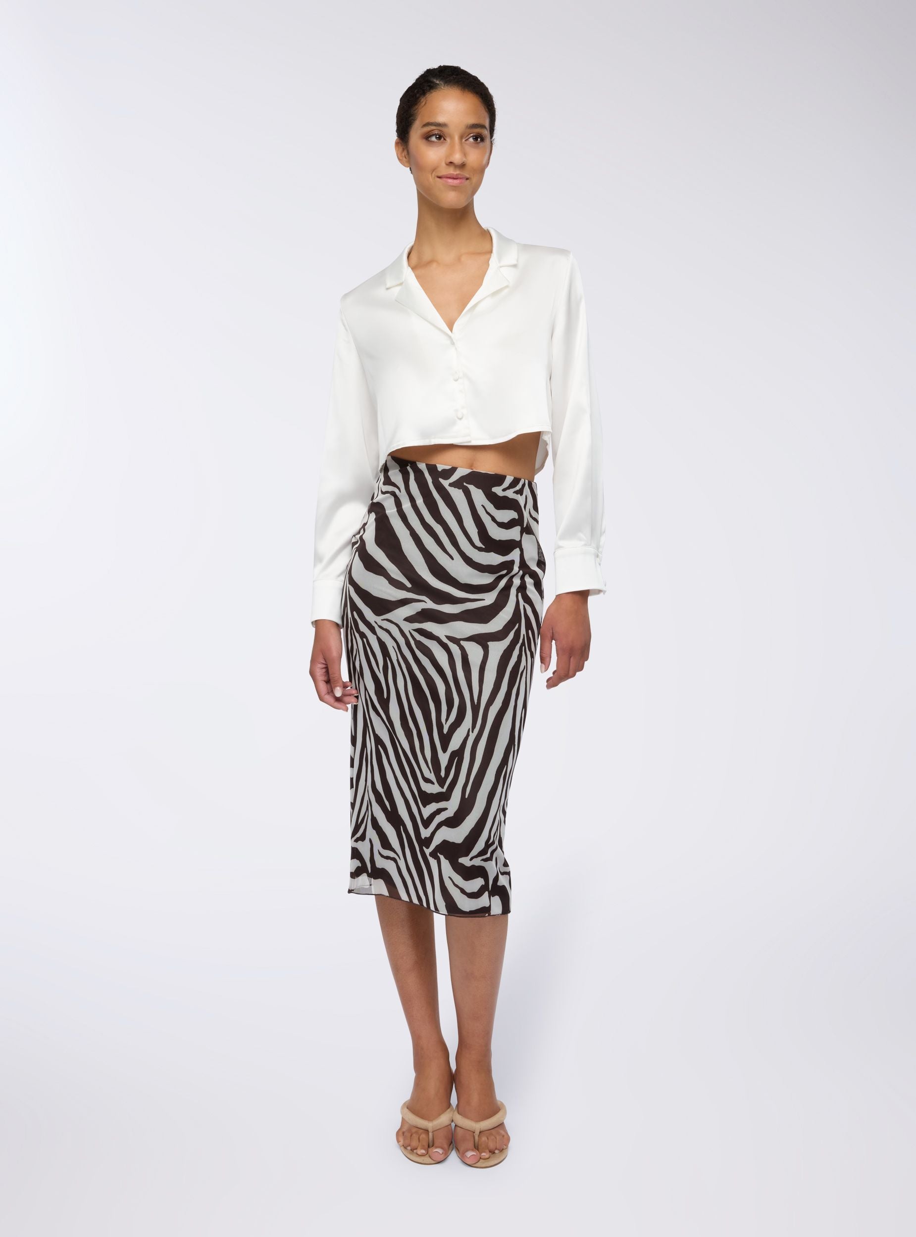 Camicia crop effetto raso