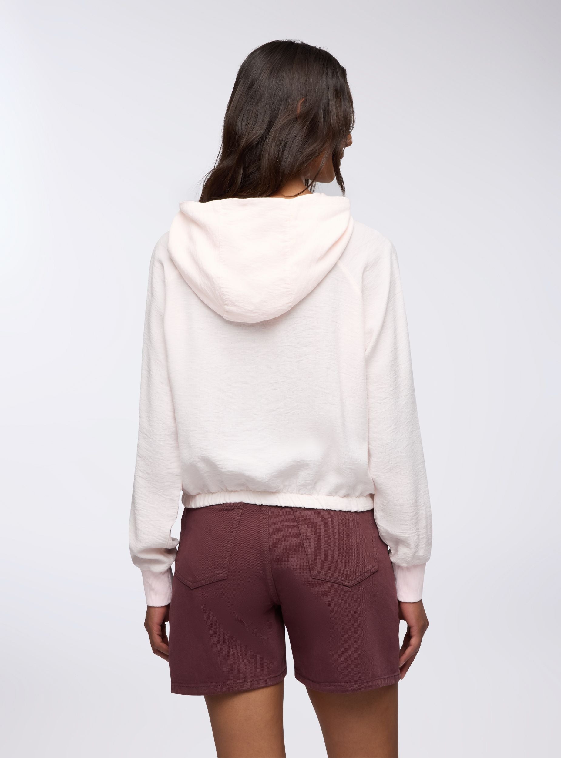 Felpa crop con cappuccio e elastico