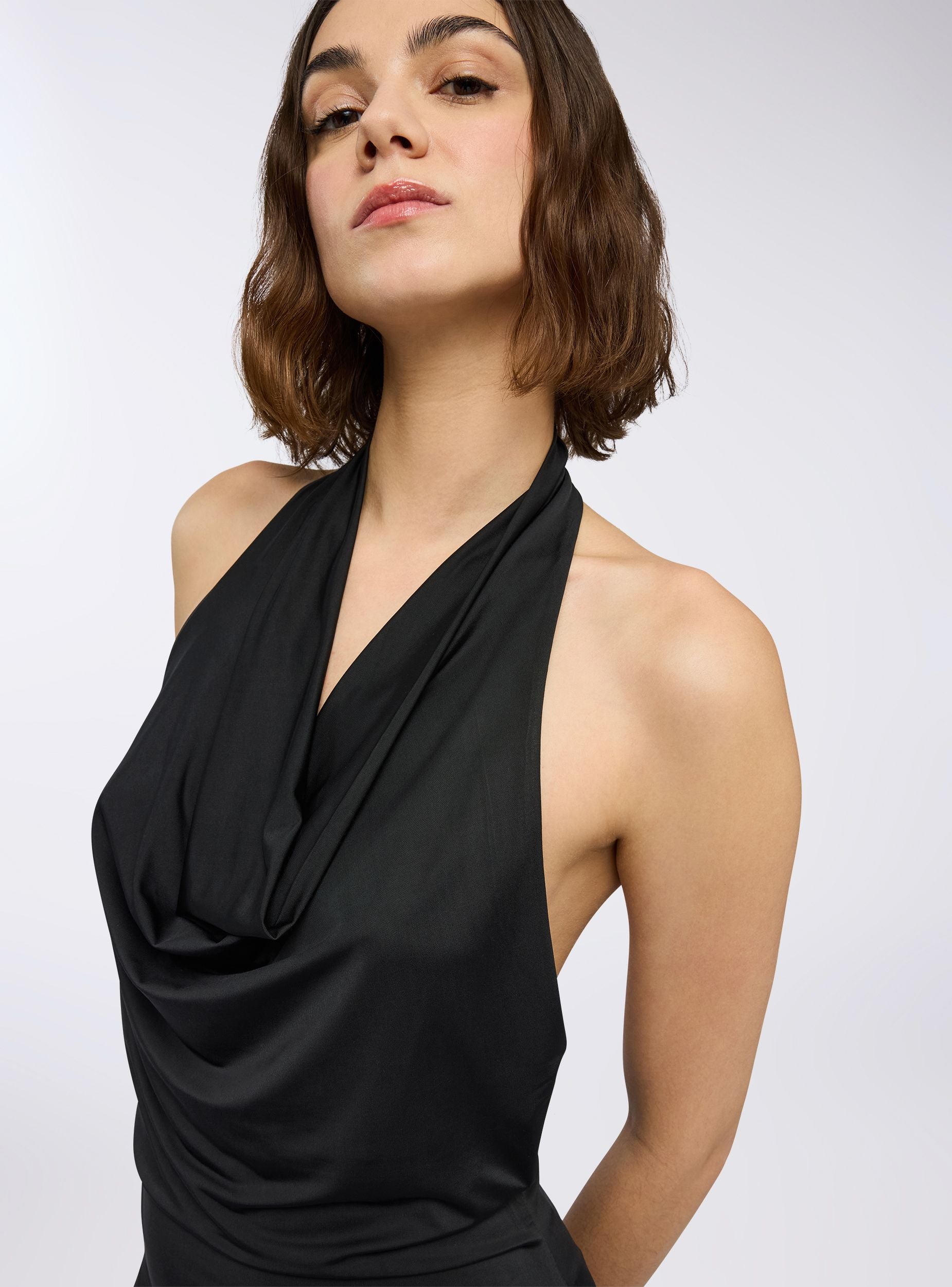Vestito lungo con scollo gronda donna