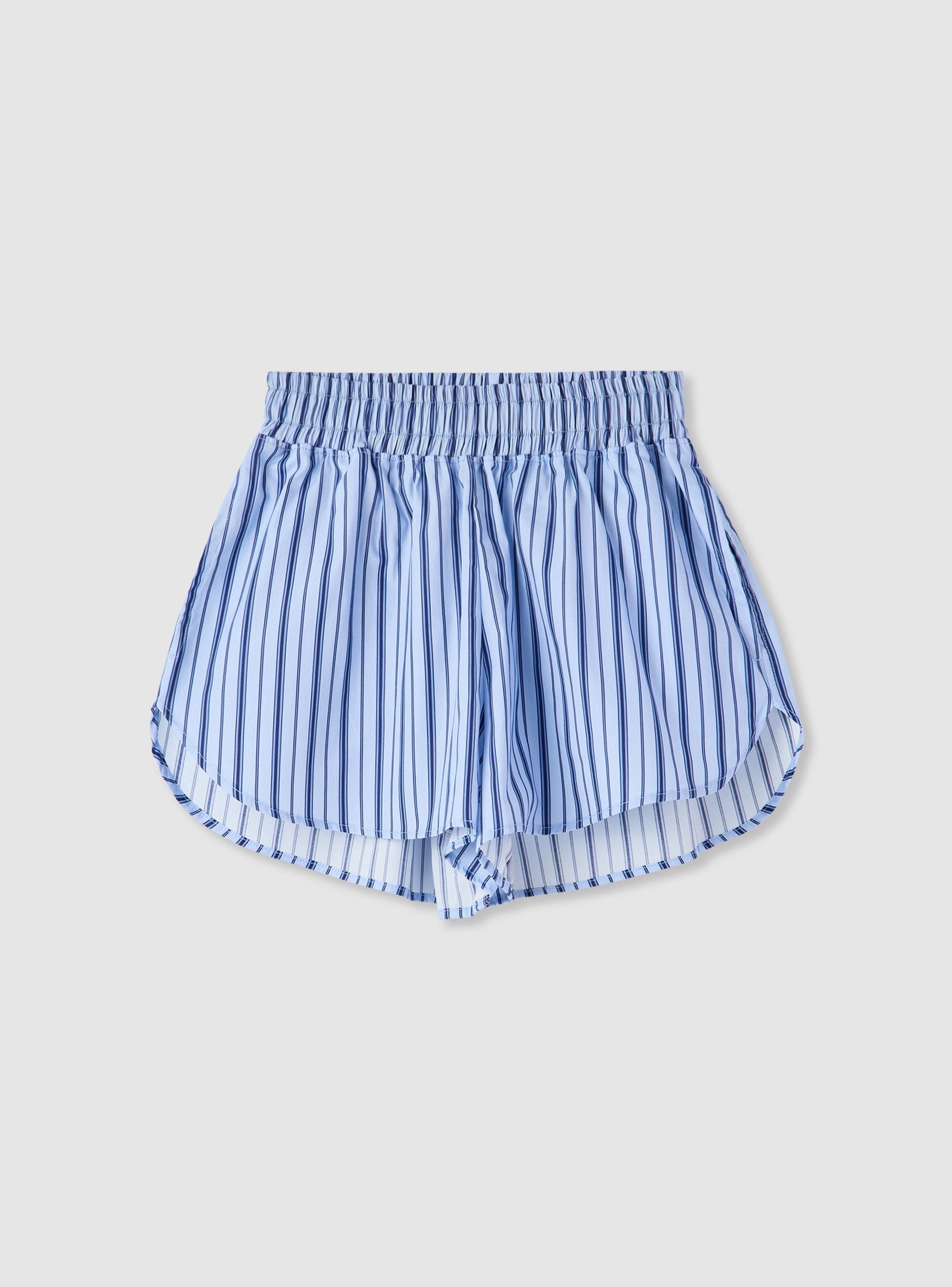 Shorts a righe con vita elasticizzata Var celeste