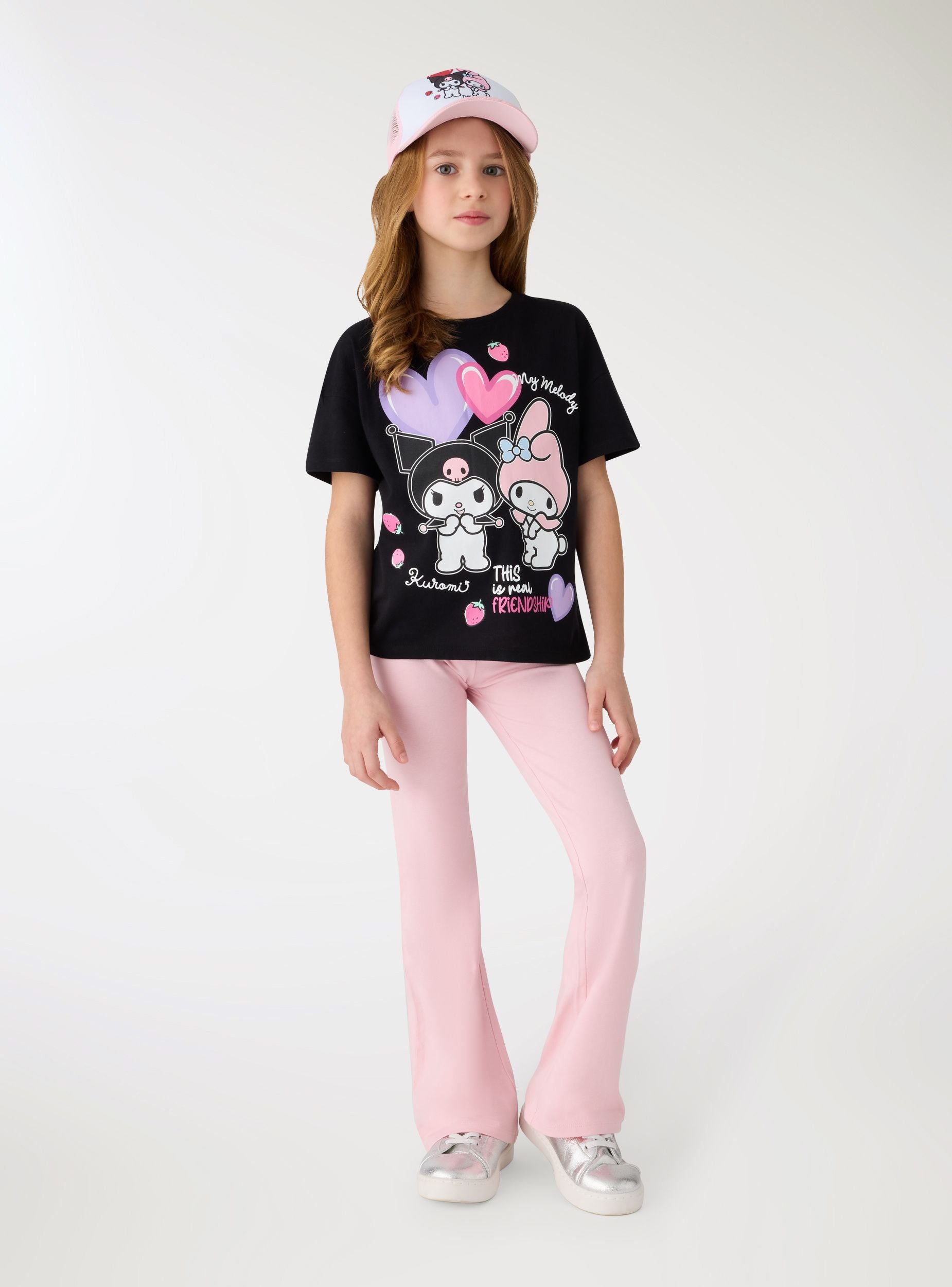 Leggings a zampa tinta unita Rosa confetto