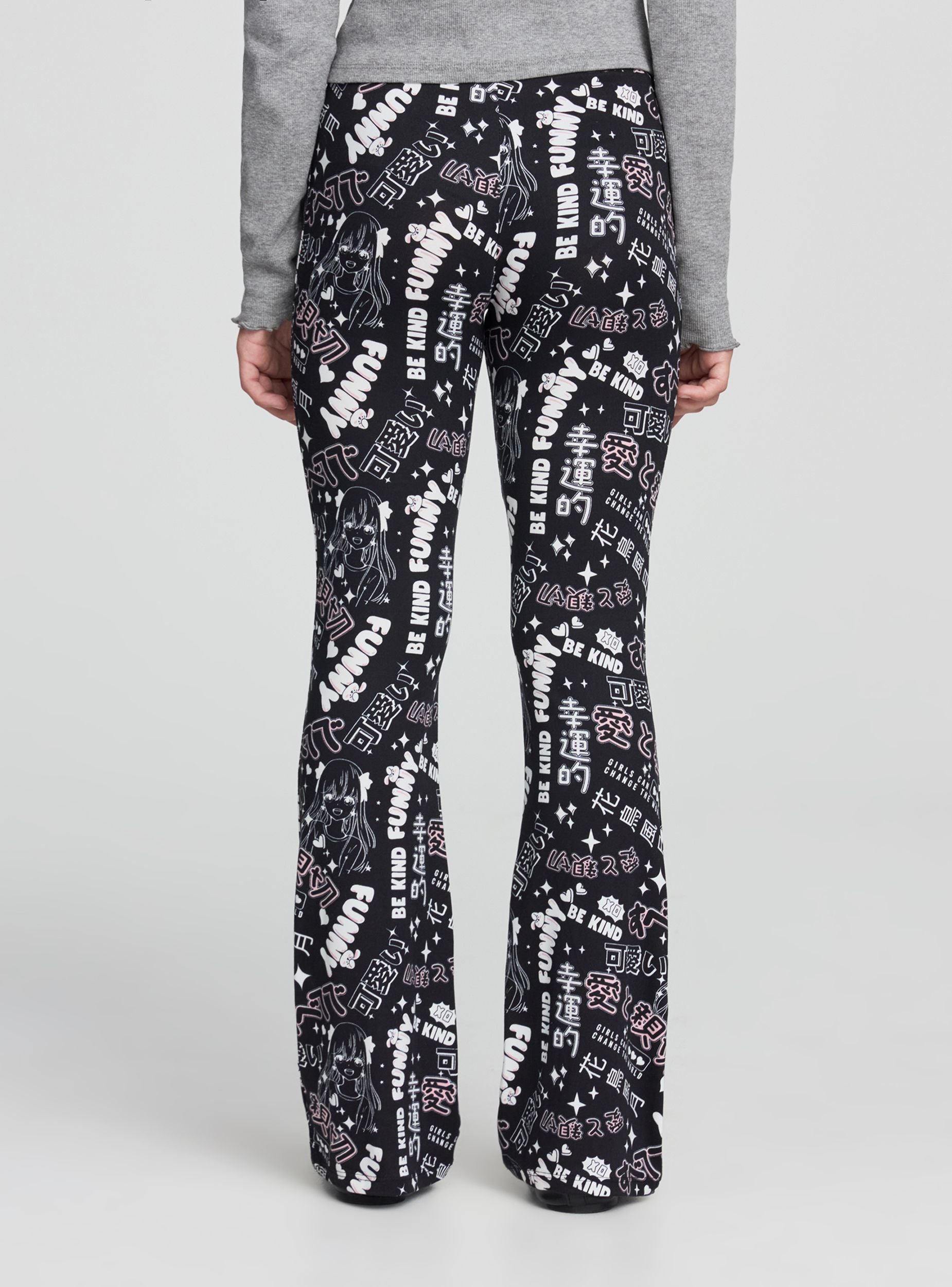 Leggings flared stampa manga