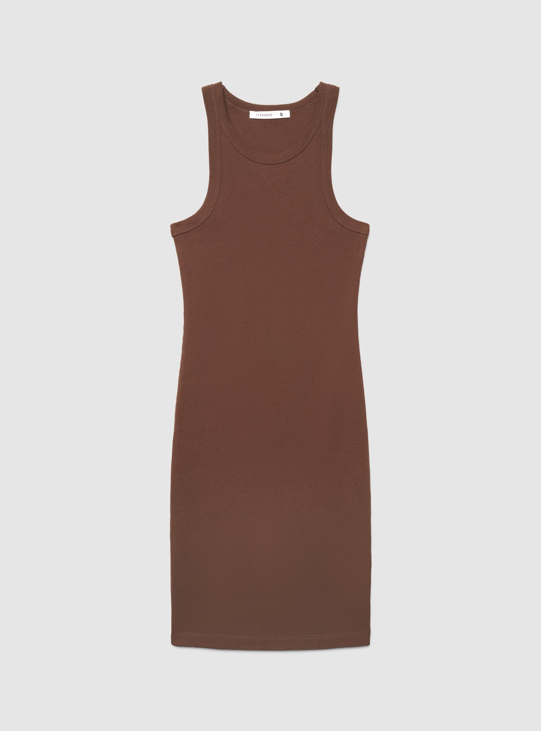 Solid colour ribbed tank dress - Terranova Solid colour ribbed tank dress - Terranova