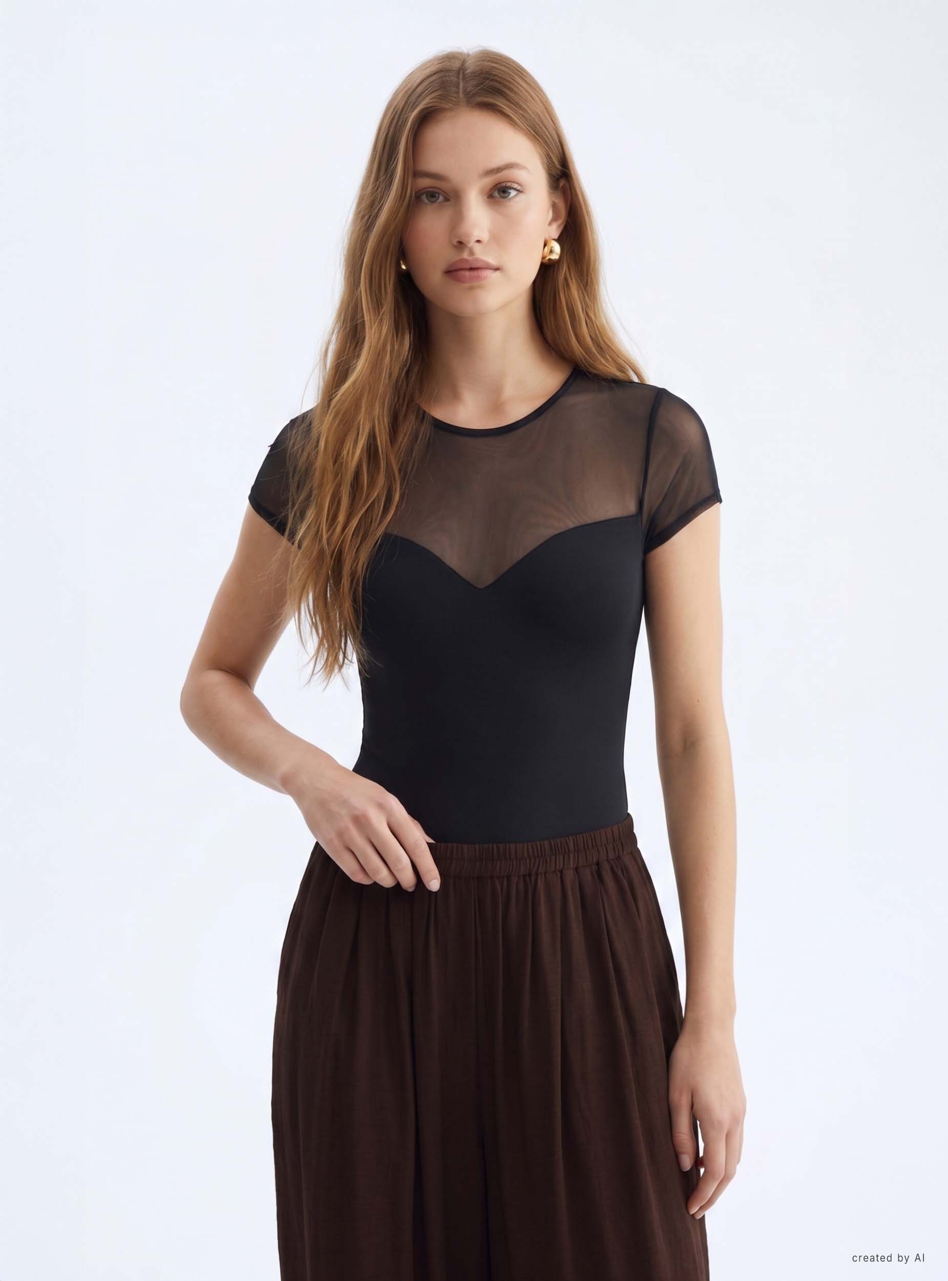 Body con inserto in tulle